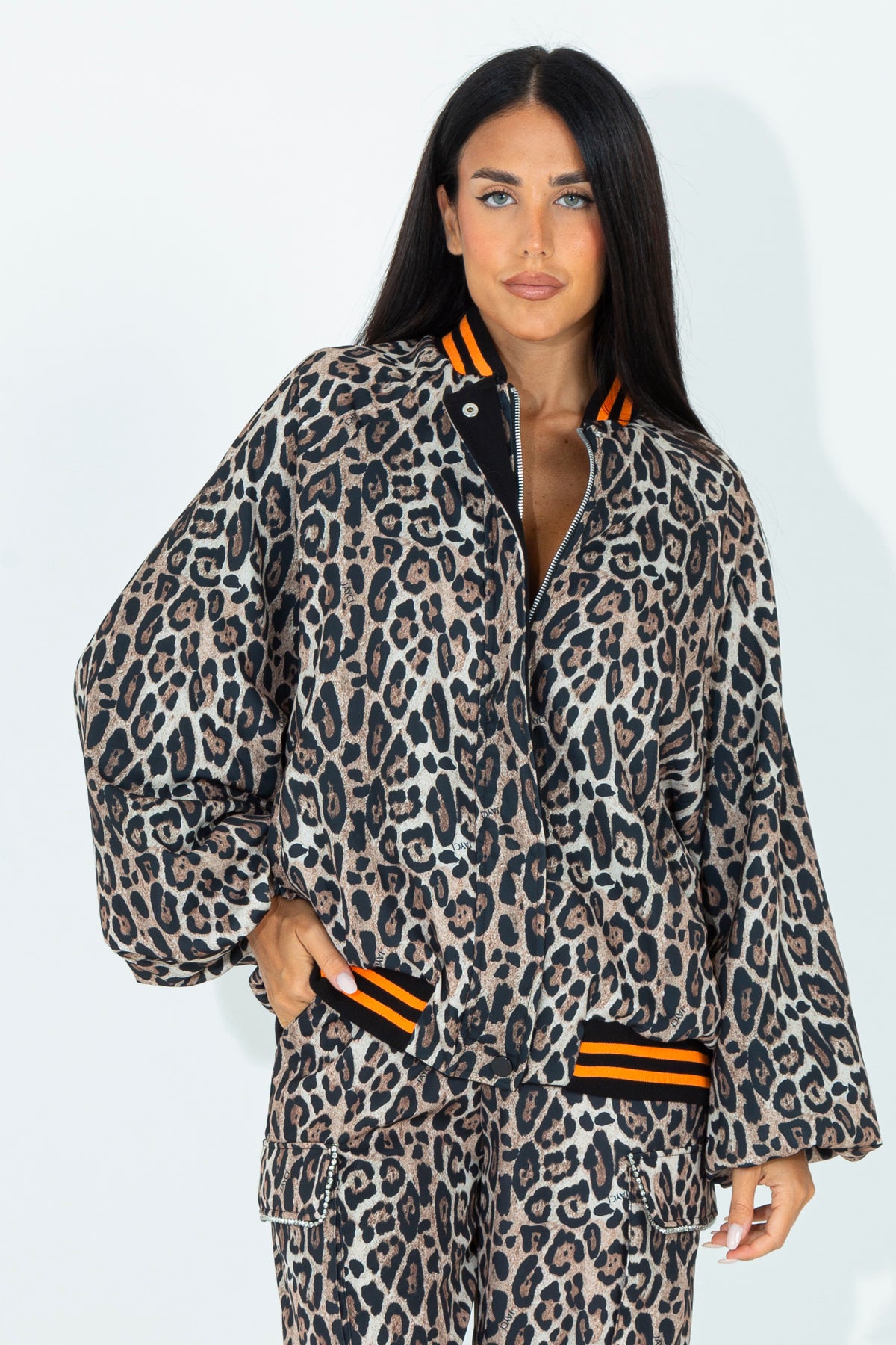 Giubbino bomber animalier