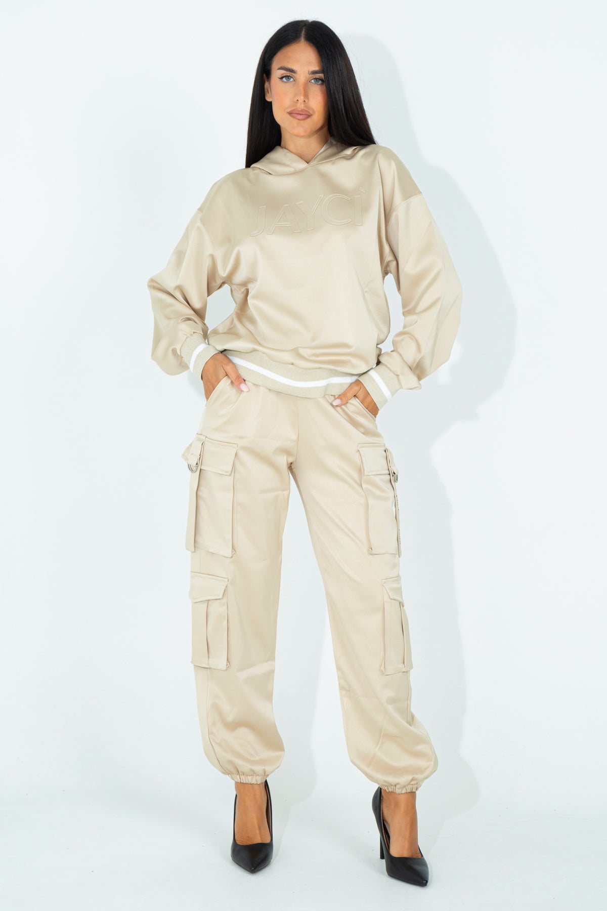 Satin cargo pants