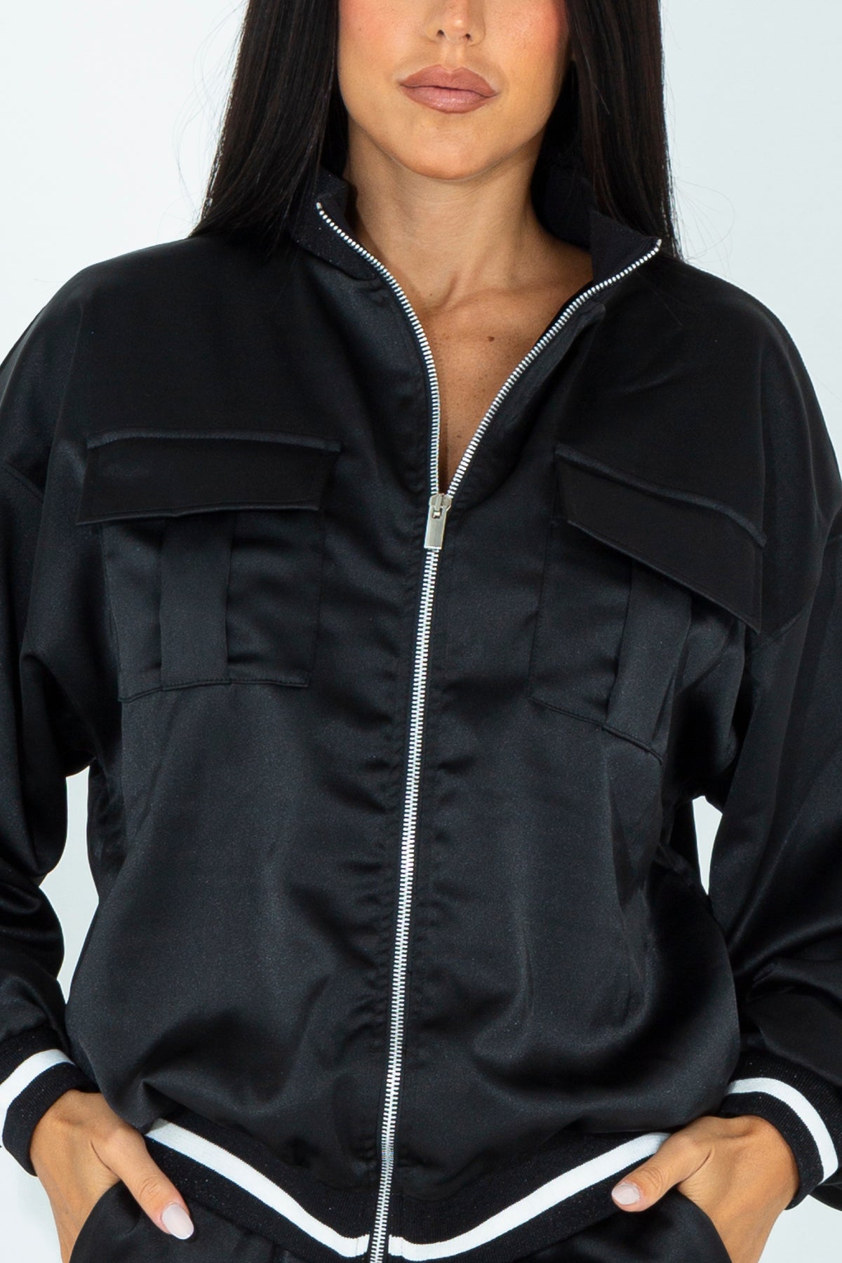 Half-neck full-zip sweatshirt