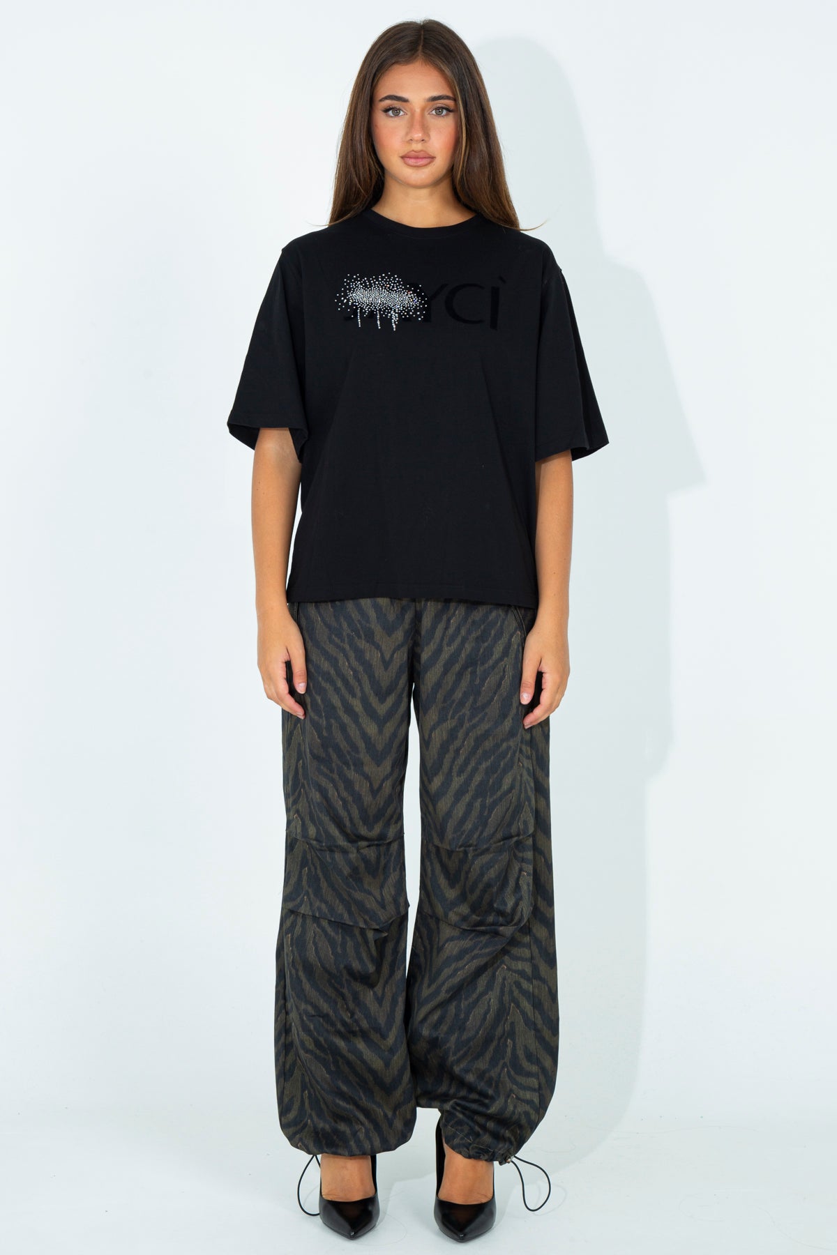 Animal print baggy trousers