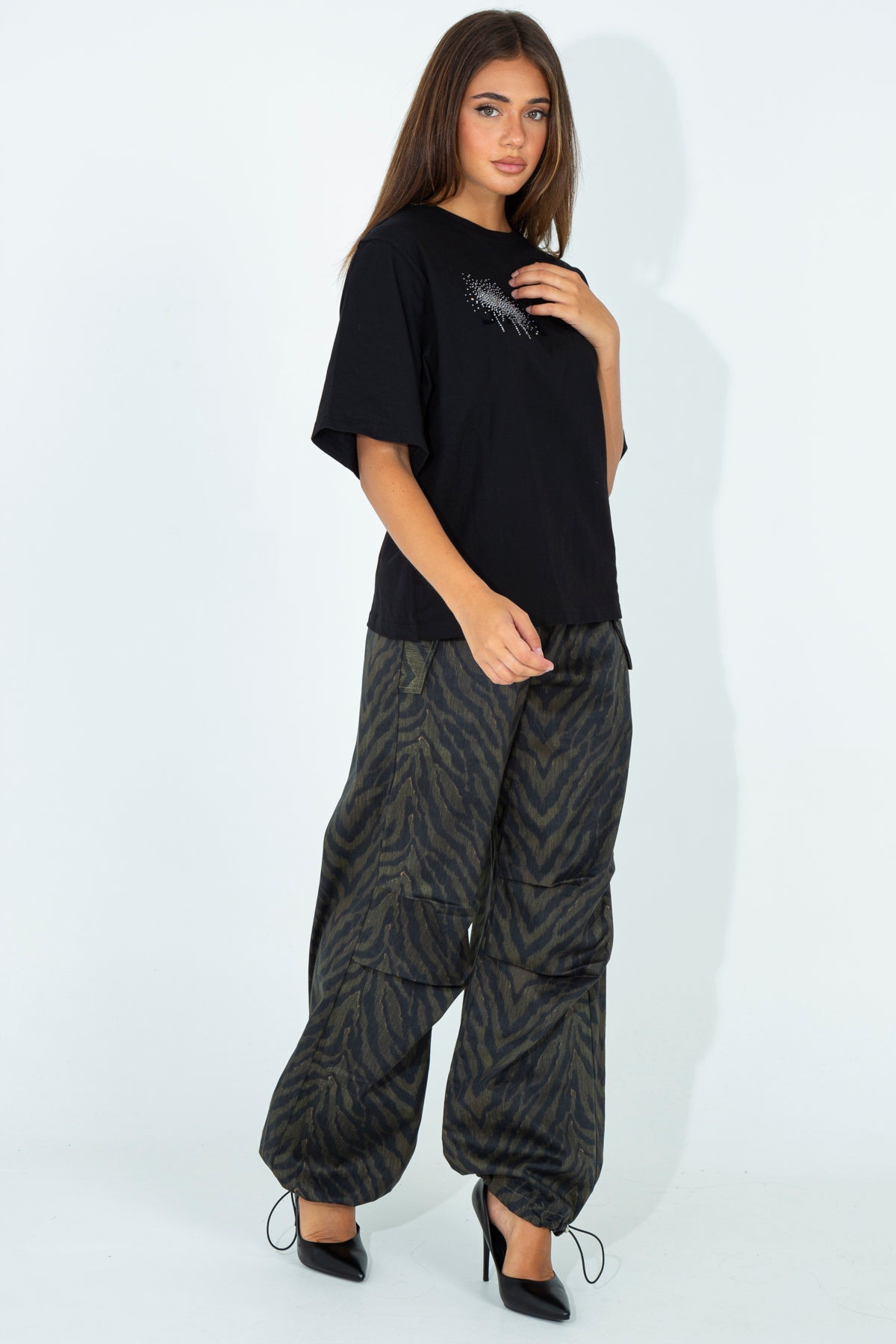 Animal print baggy trousers