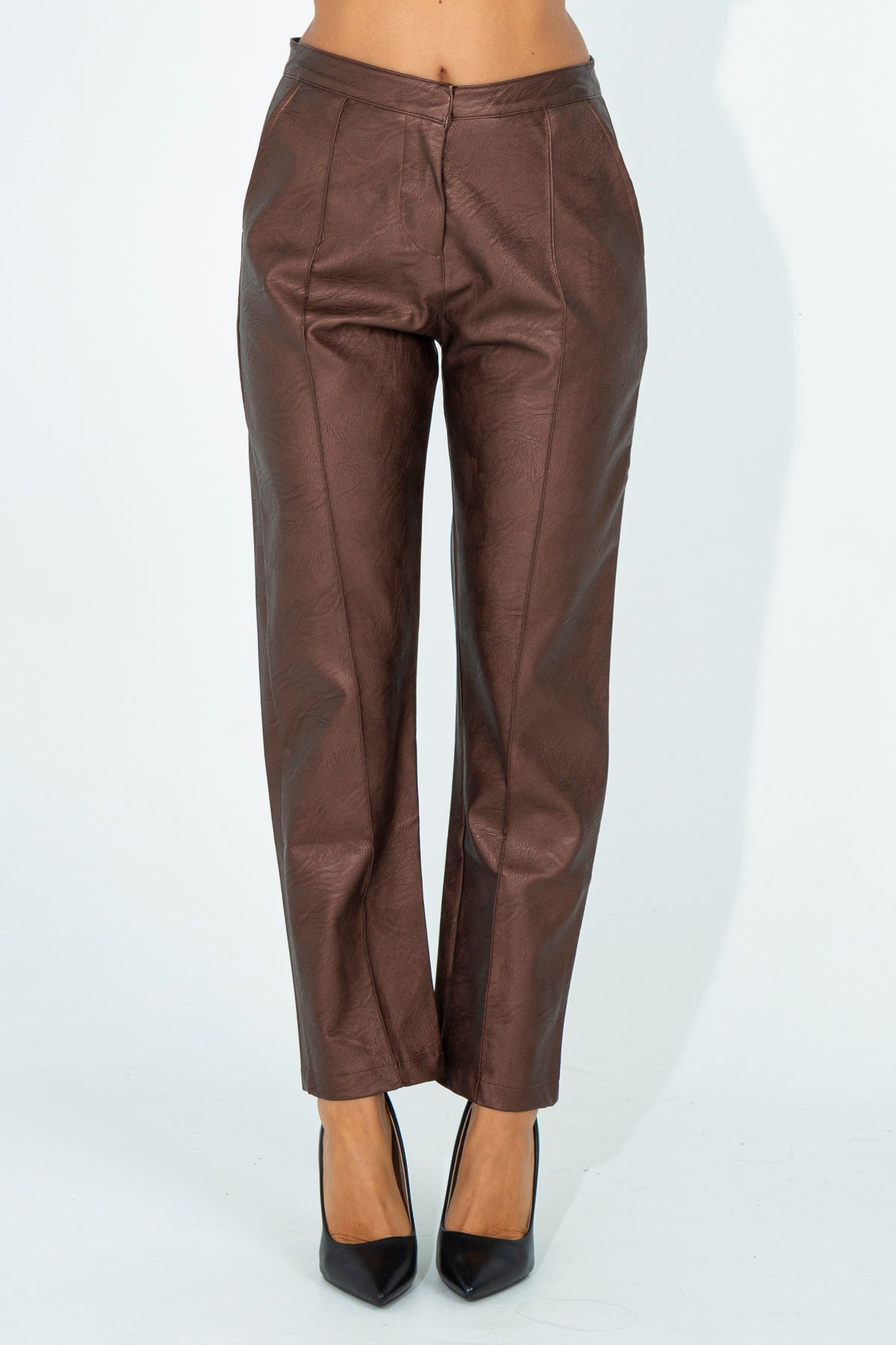 Faux leather trousers