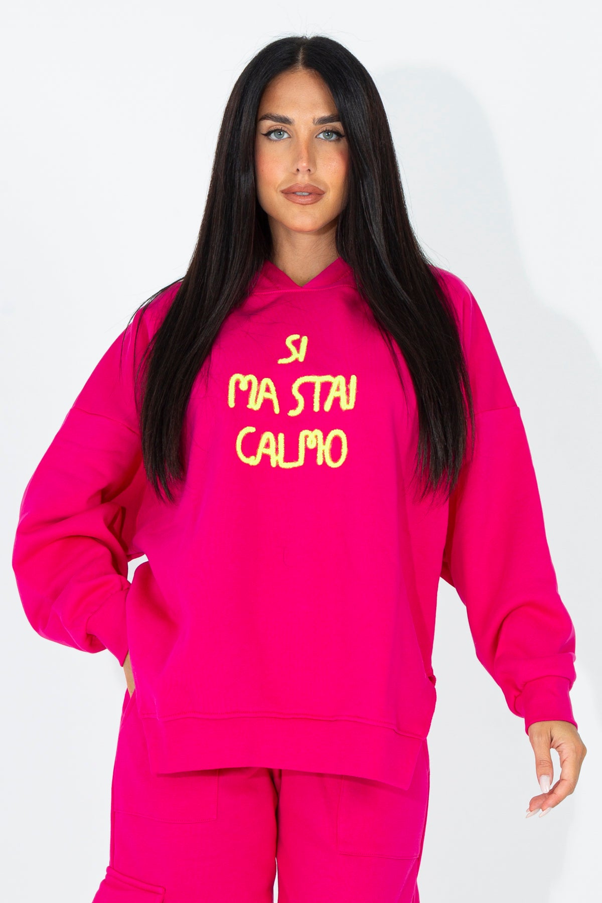 Sweatshirt with embroidered phrase