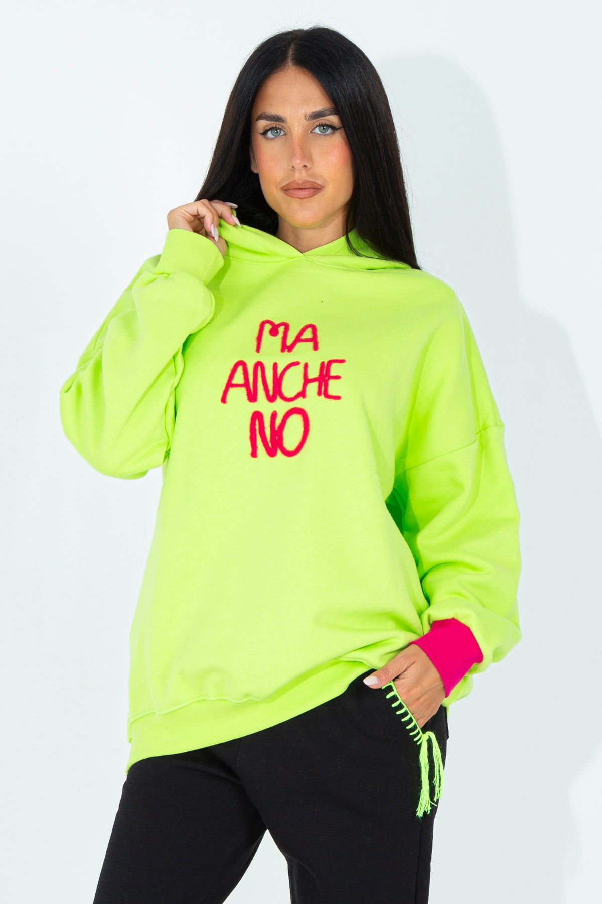 Sweatshirt with embroidered phrase