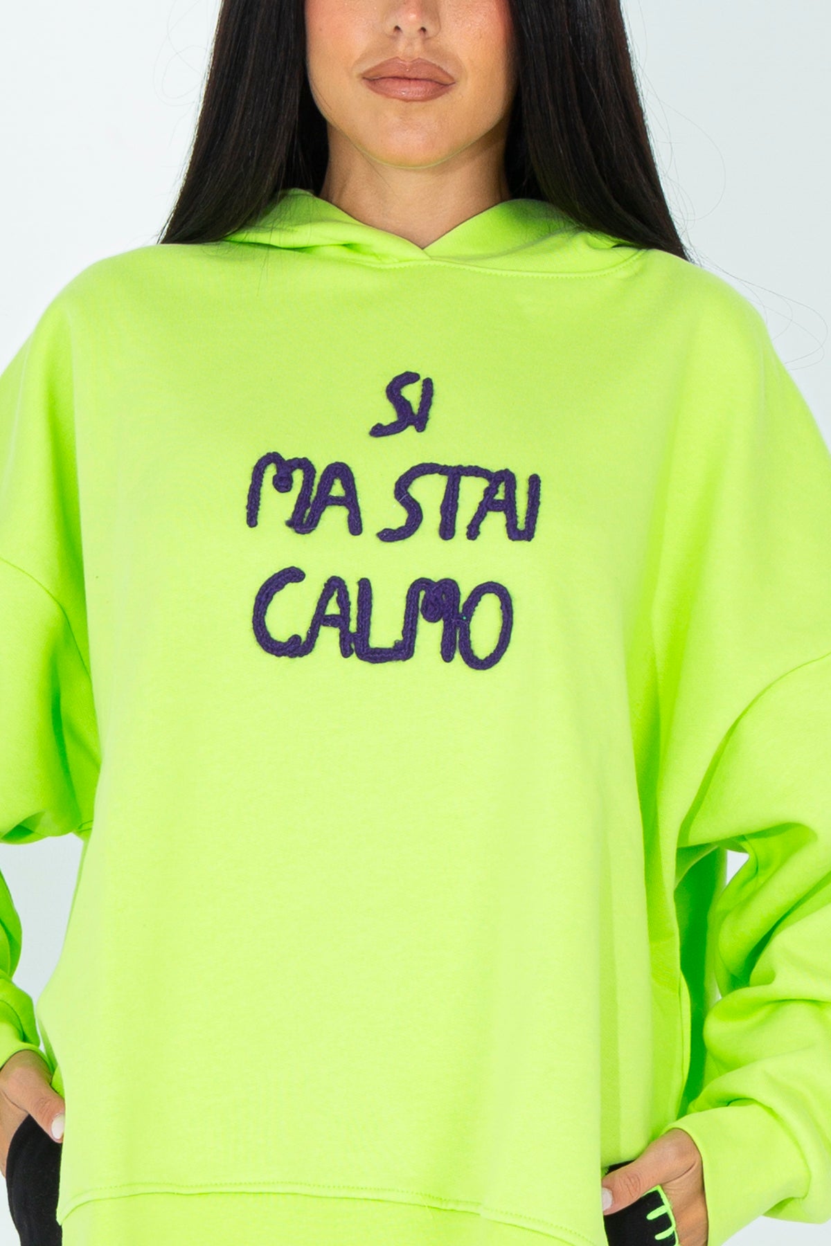 Sweatshirt with embroidered phrase