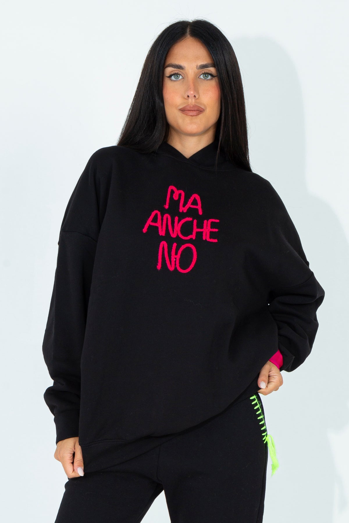 Sweatshirt with embroidered phrase