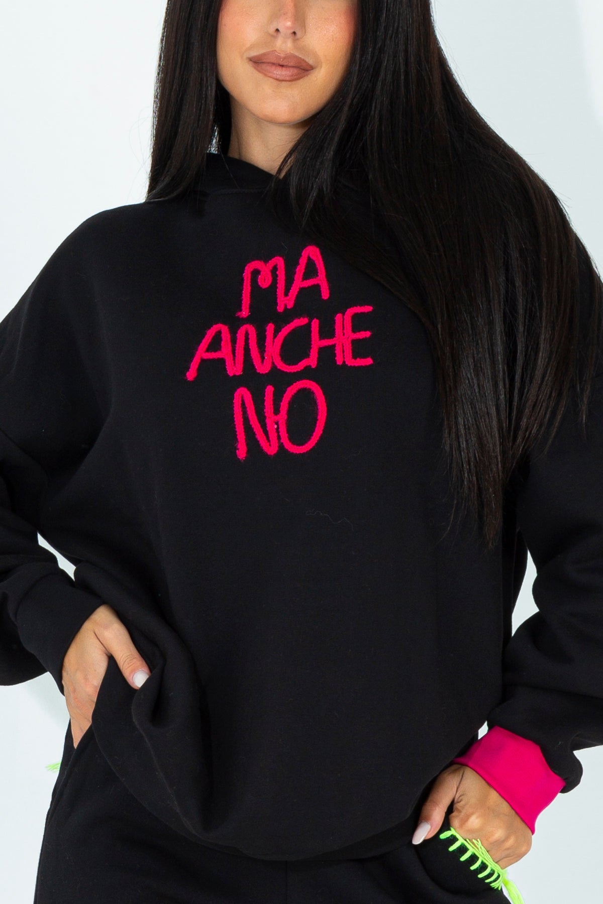 Sweatshirt with embroidered phrase