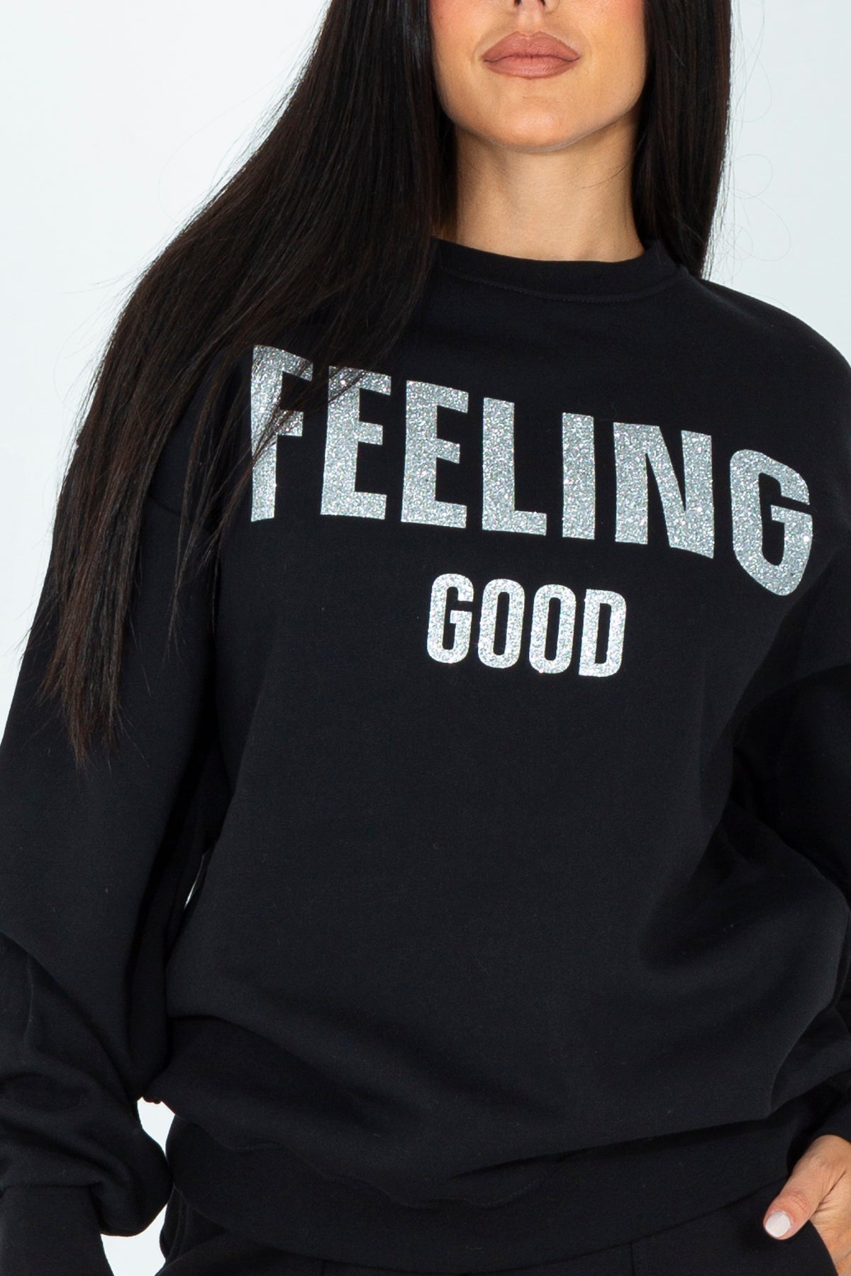 Glitter lettering sweatshirt