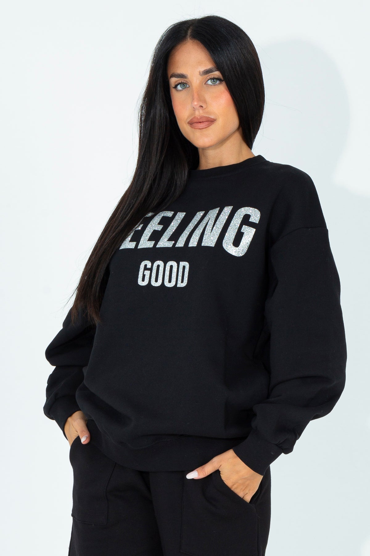 Glitter lettering sweatshirt