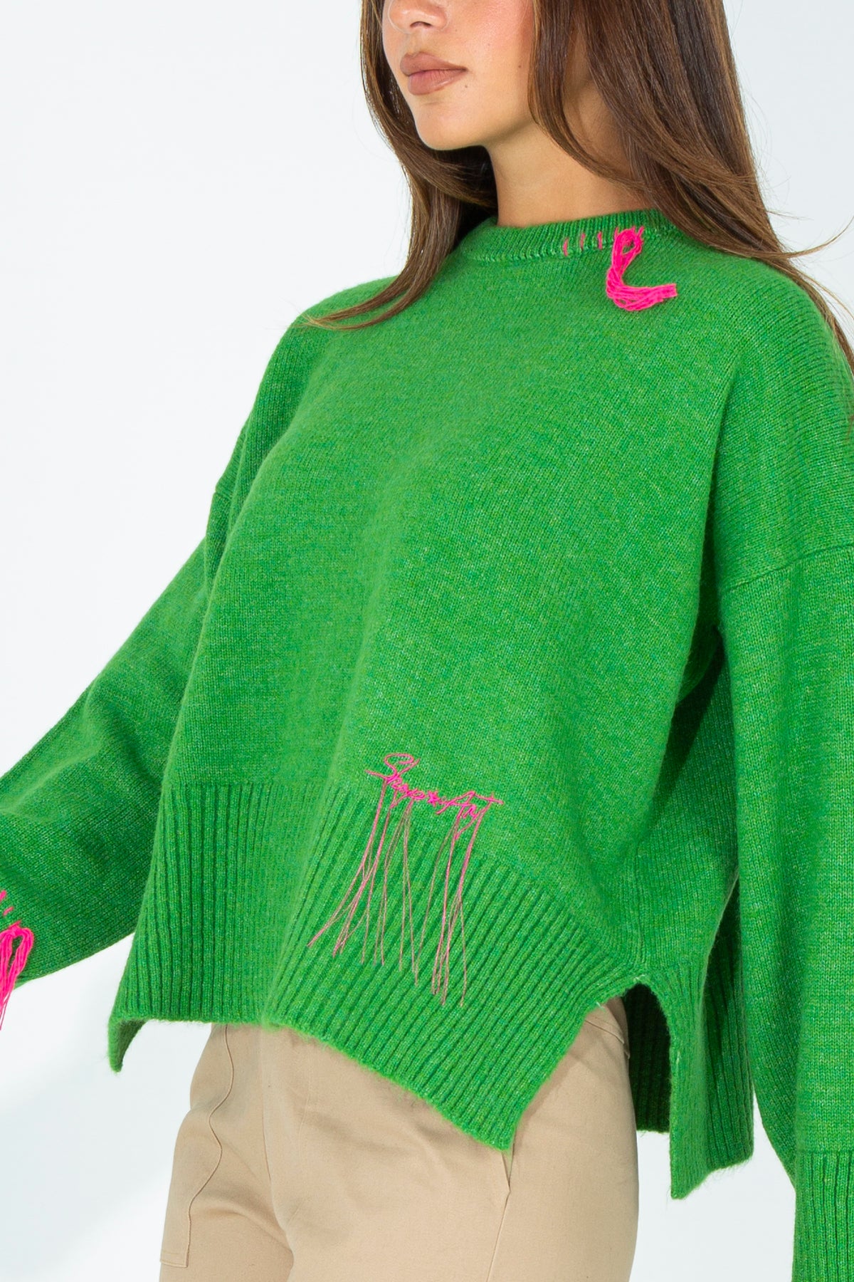 Boxy sweater with embroidery