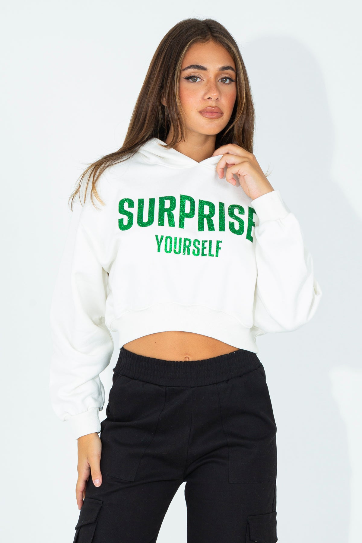 Crop sweatshirt with lettering