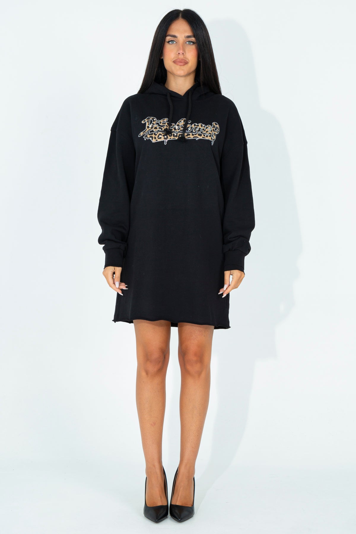 Animal Print Sweatshirt Dress