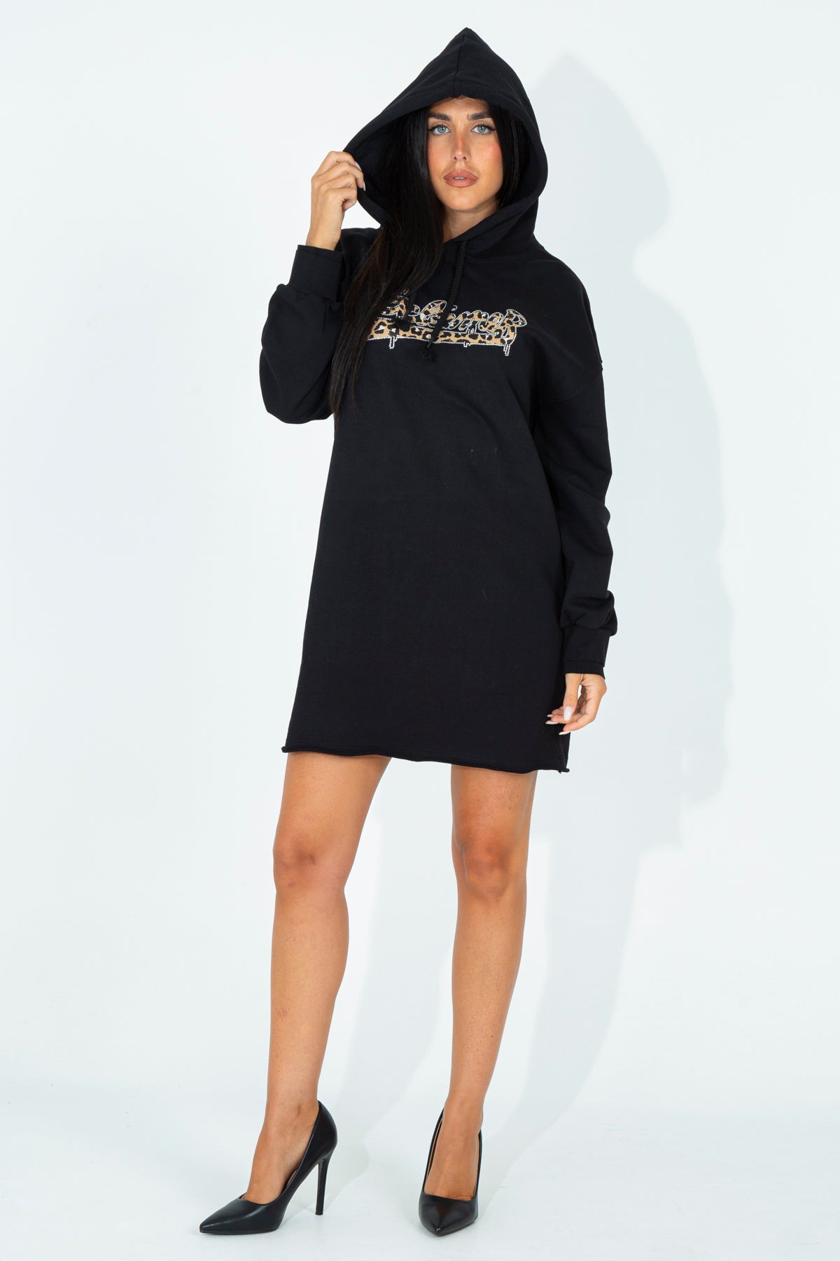 Animal Print Sweatshirt Dress