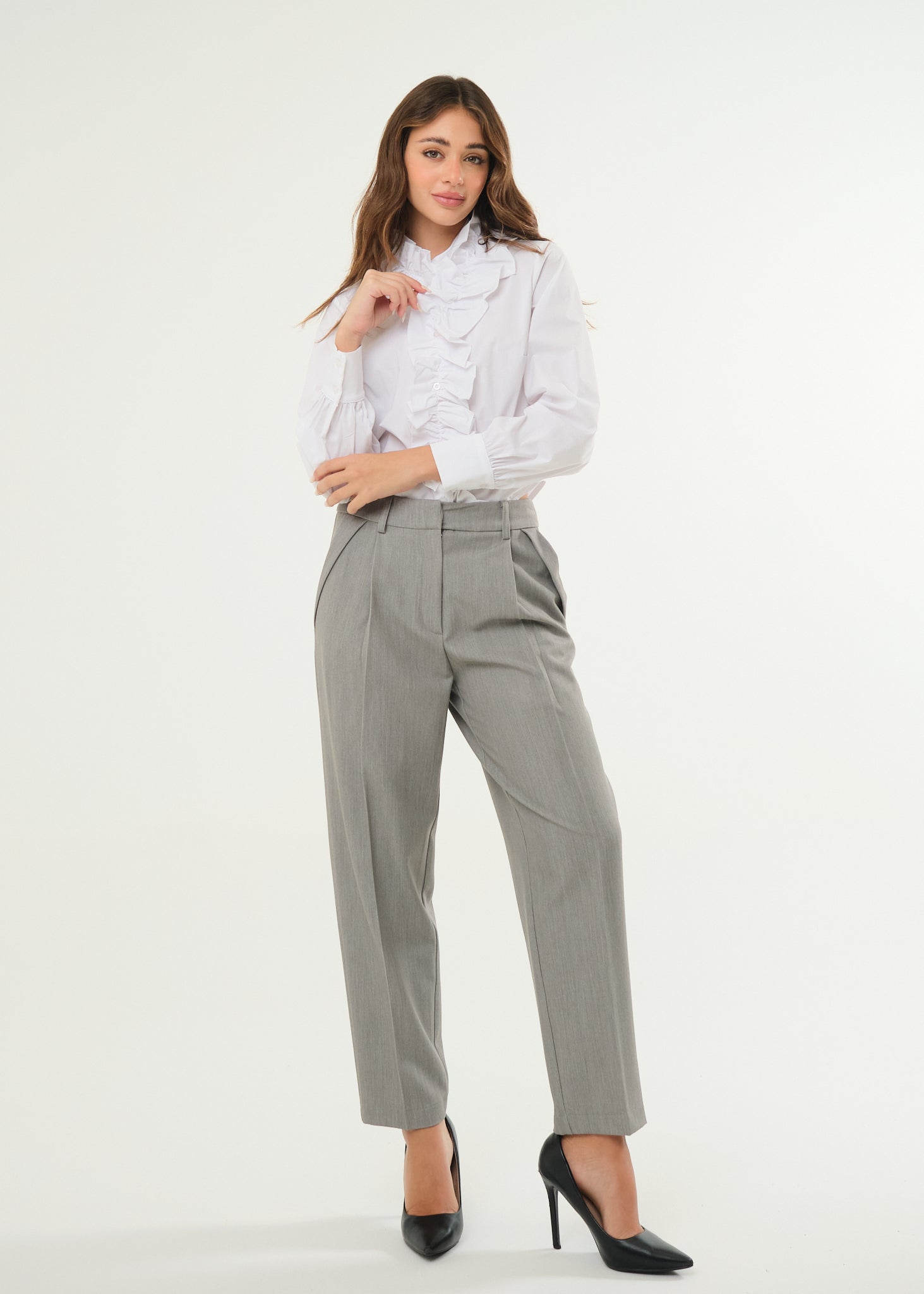 Pantalone a gamba dritta in tessuto screziato