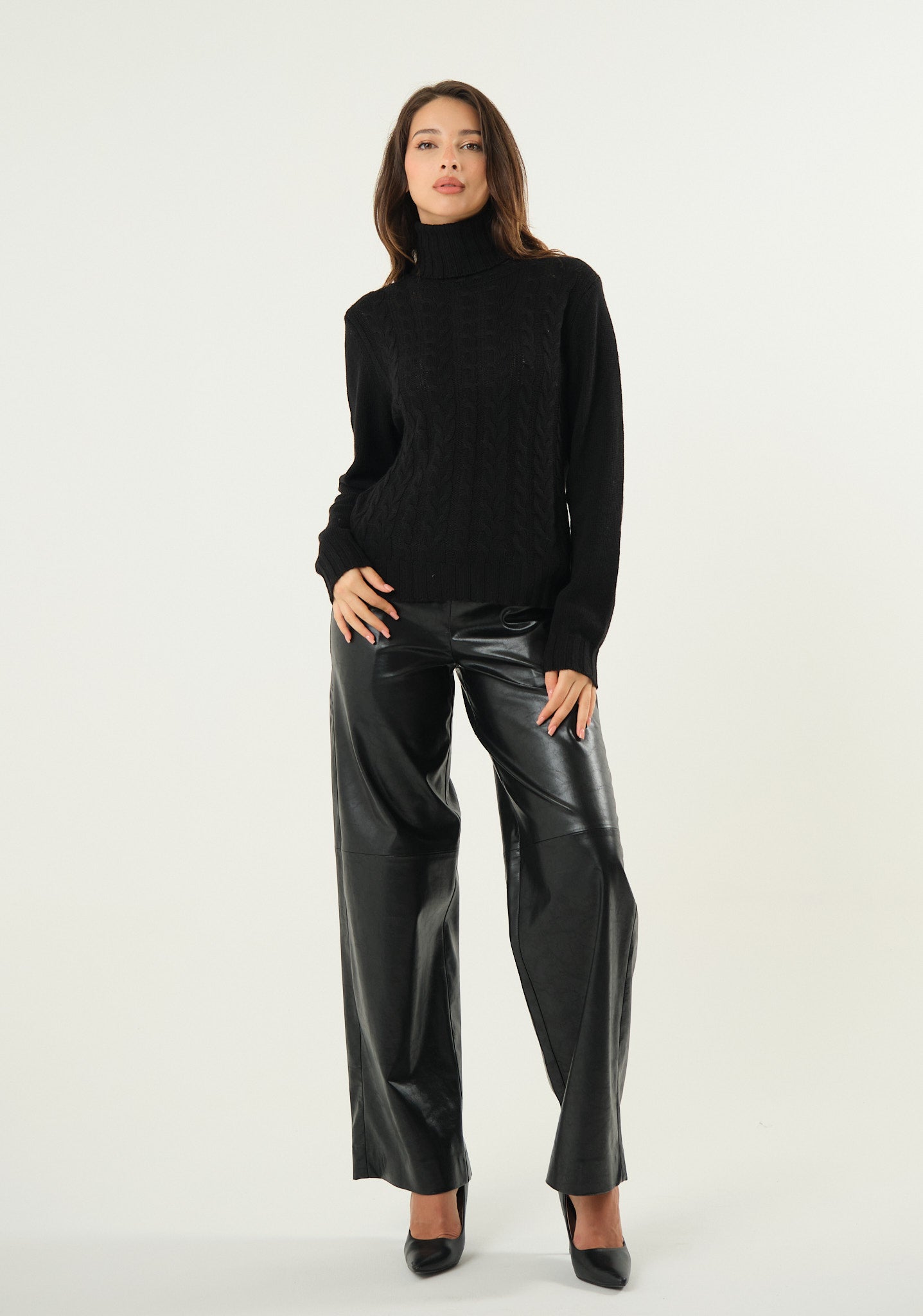 Pantalone palazzo in ecopelle