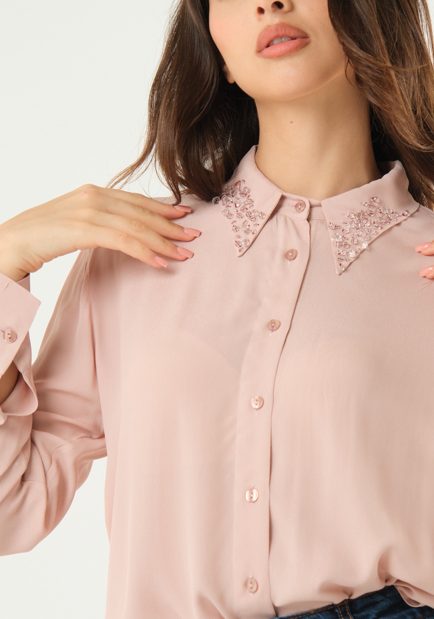 Camicia in georgette con applicazioni
