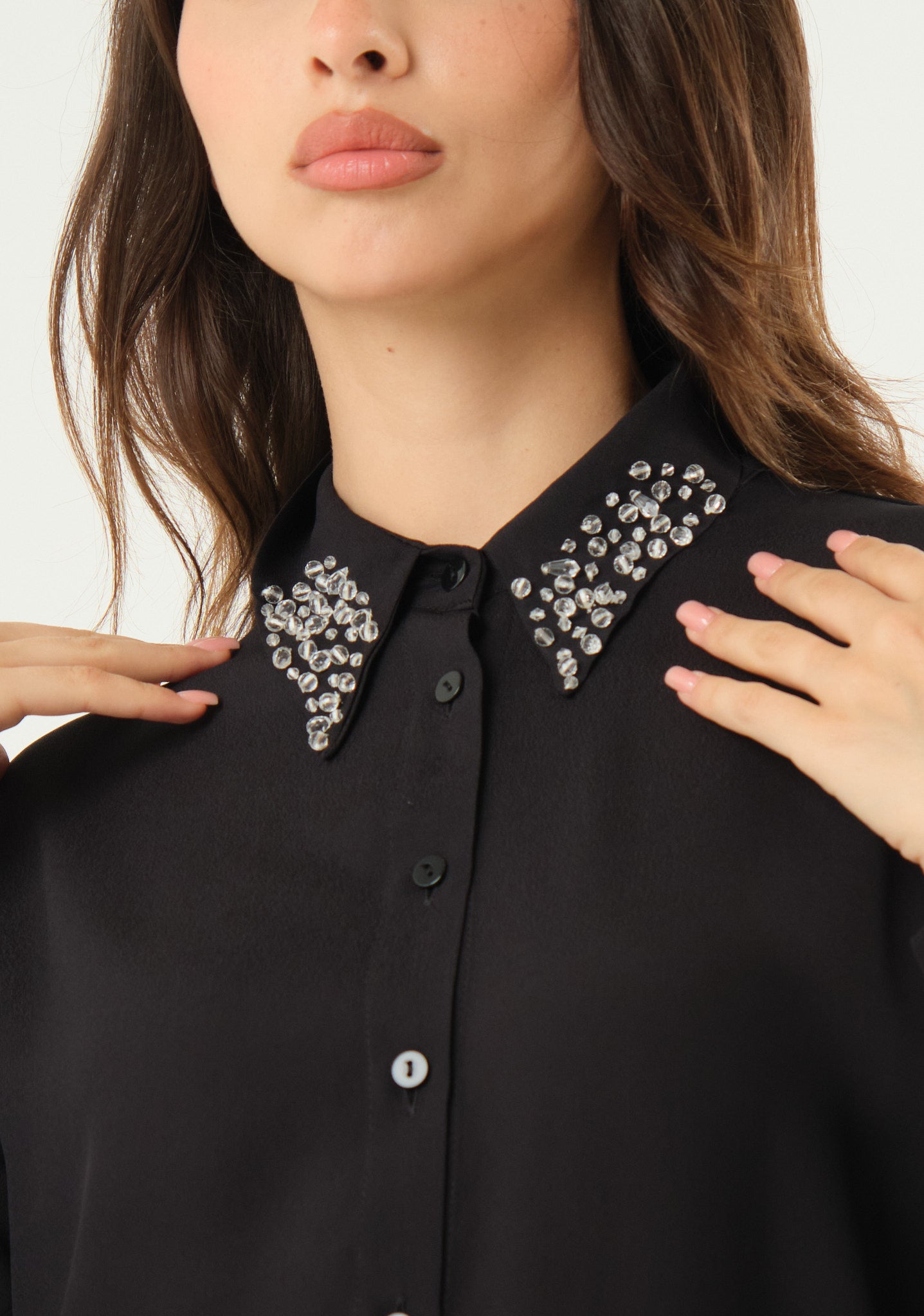 Camicia in georgette con applicazioni