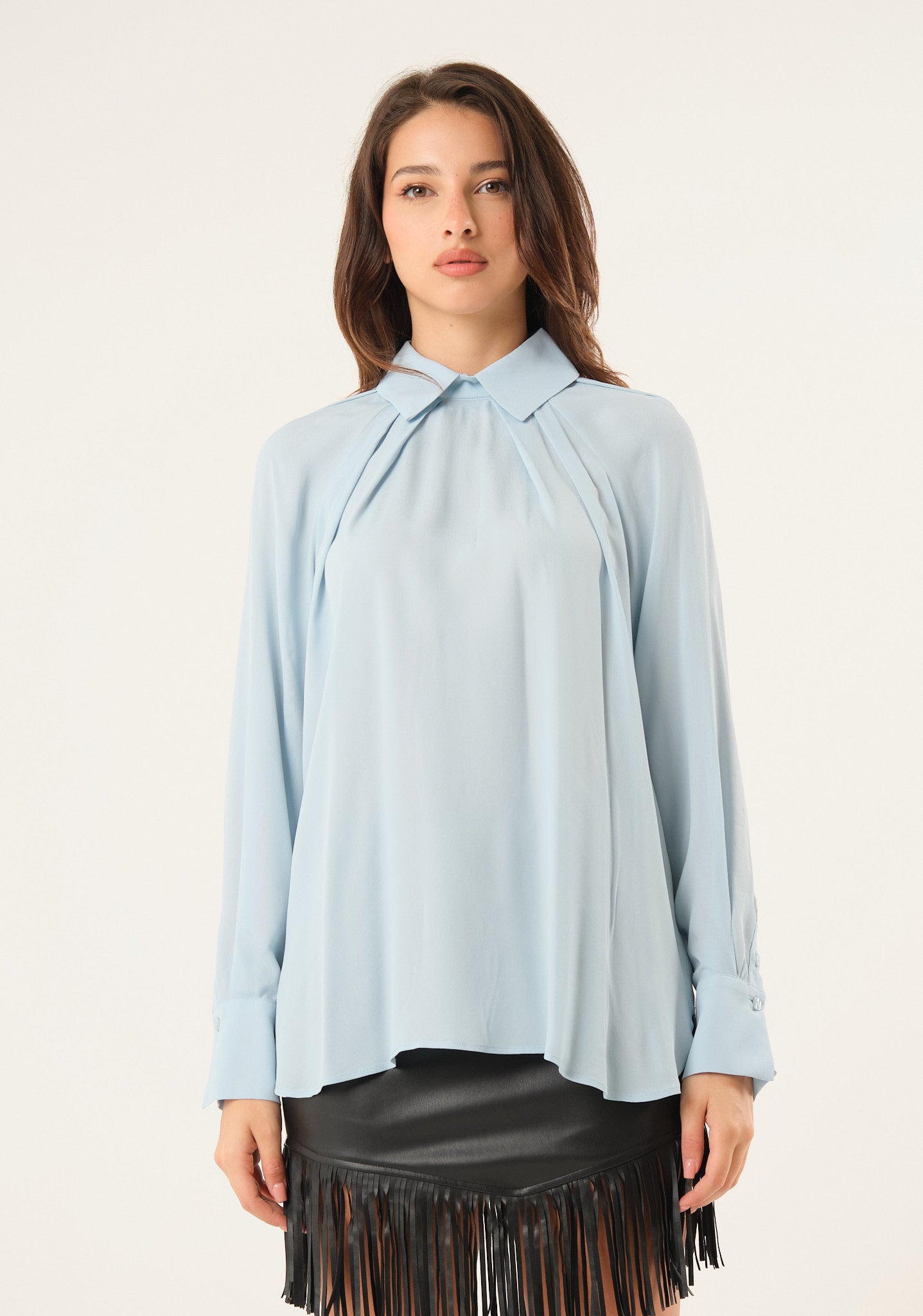 Blusa in georgette tinta unita
