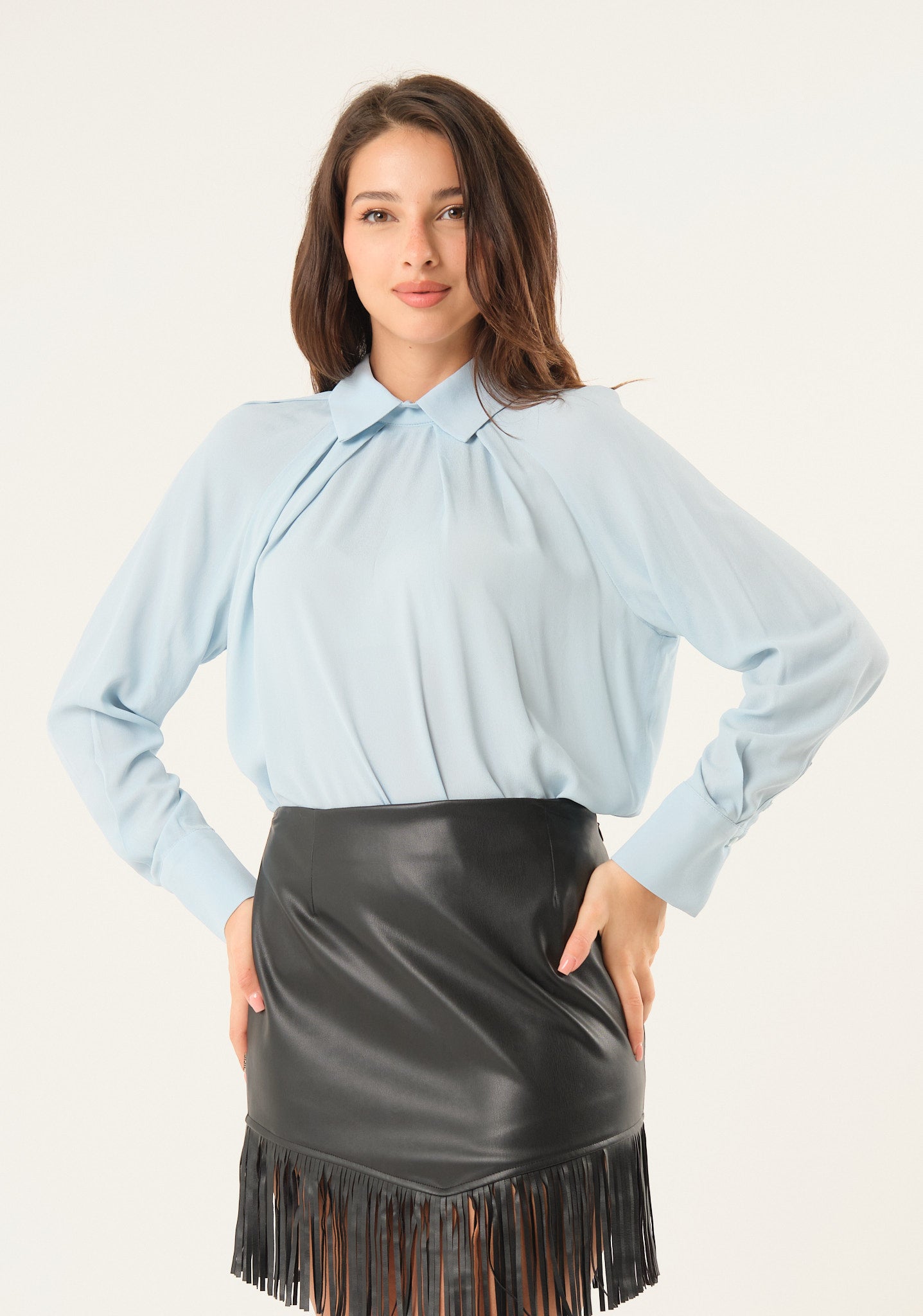 Blusa in georgette tinta unita