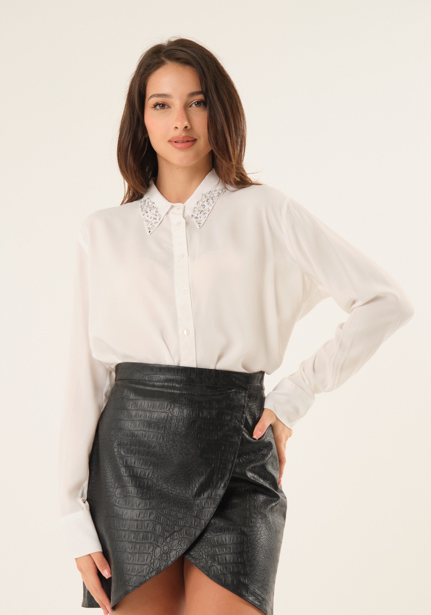 Camicia in georgette con applicazioni