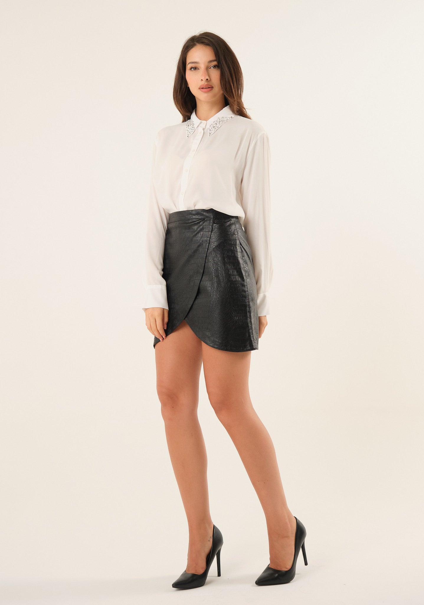 Camicia in georgette con applicazioni