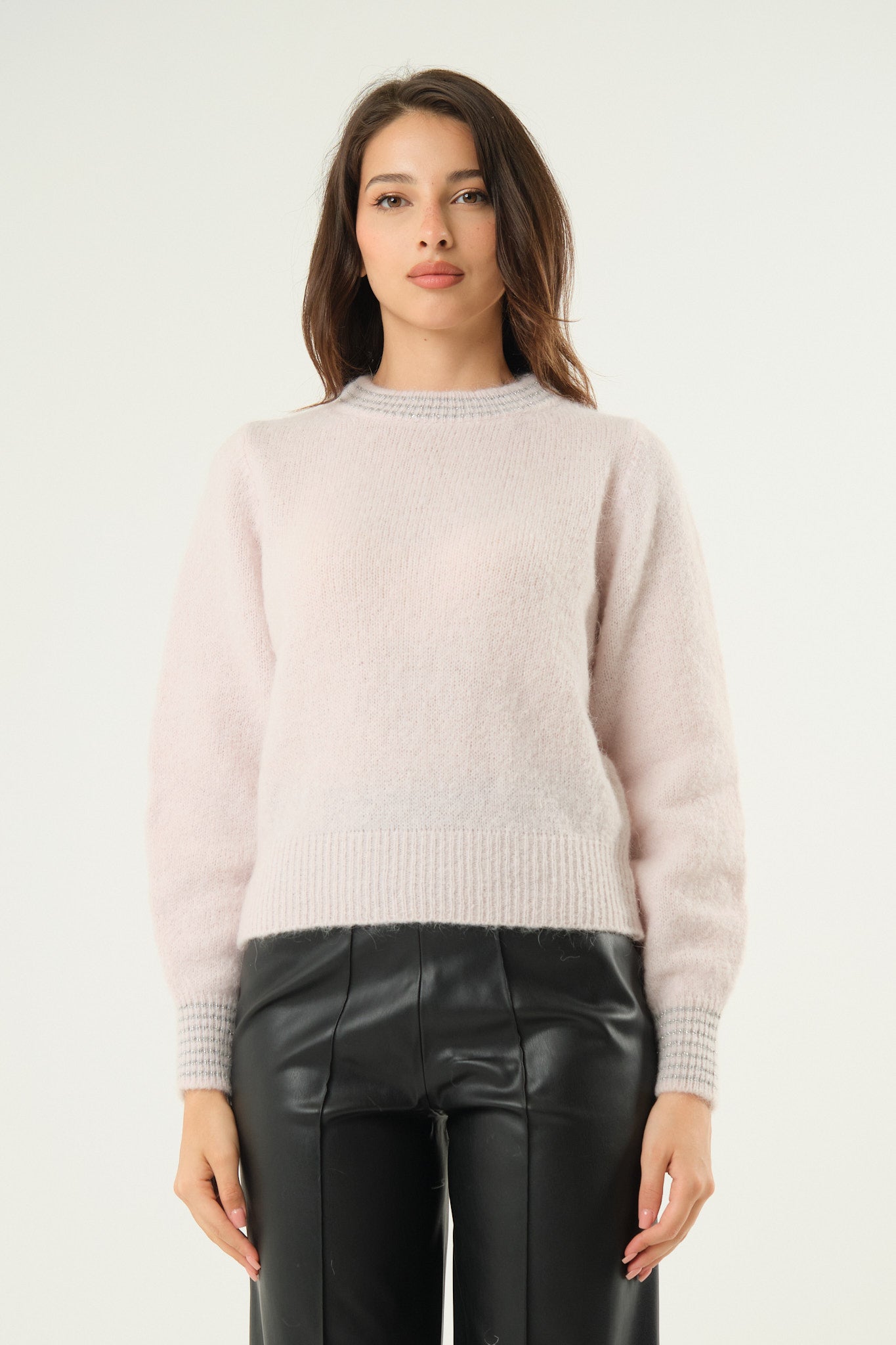 Maglia in lana profili in filo lurex