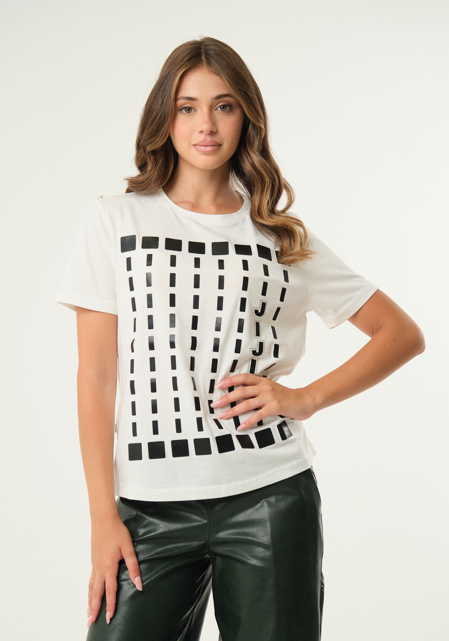 T-shirt con stampa lucida
