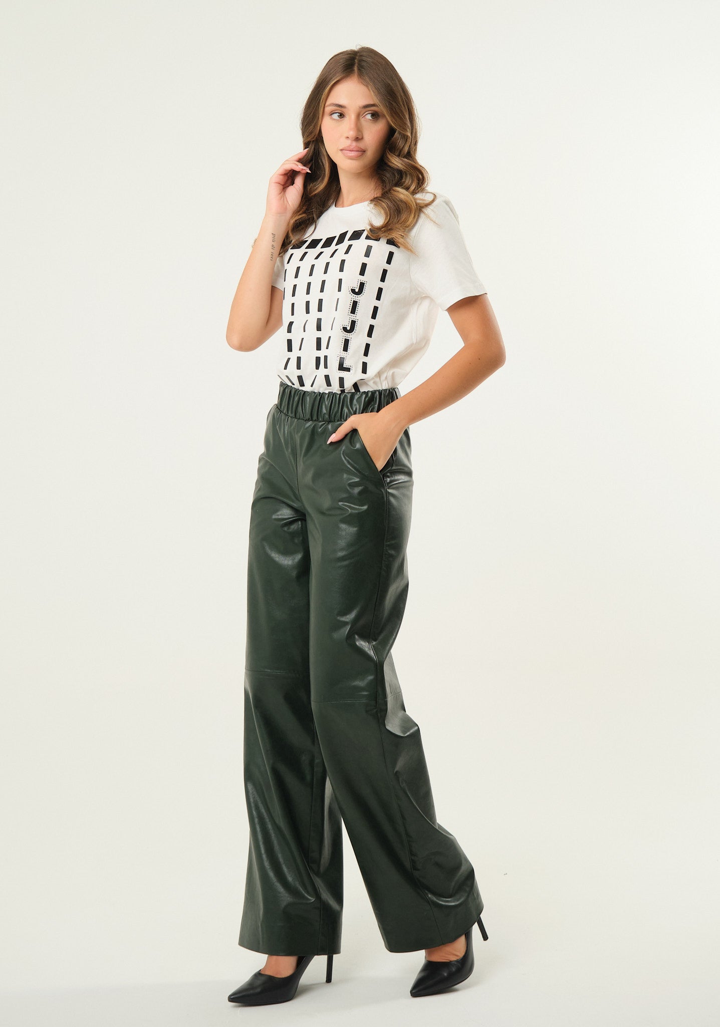 Pantalone palazzo in ecopelle