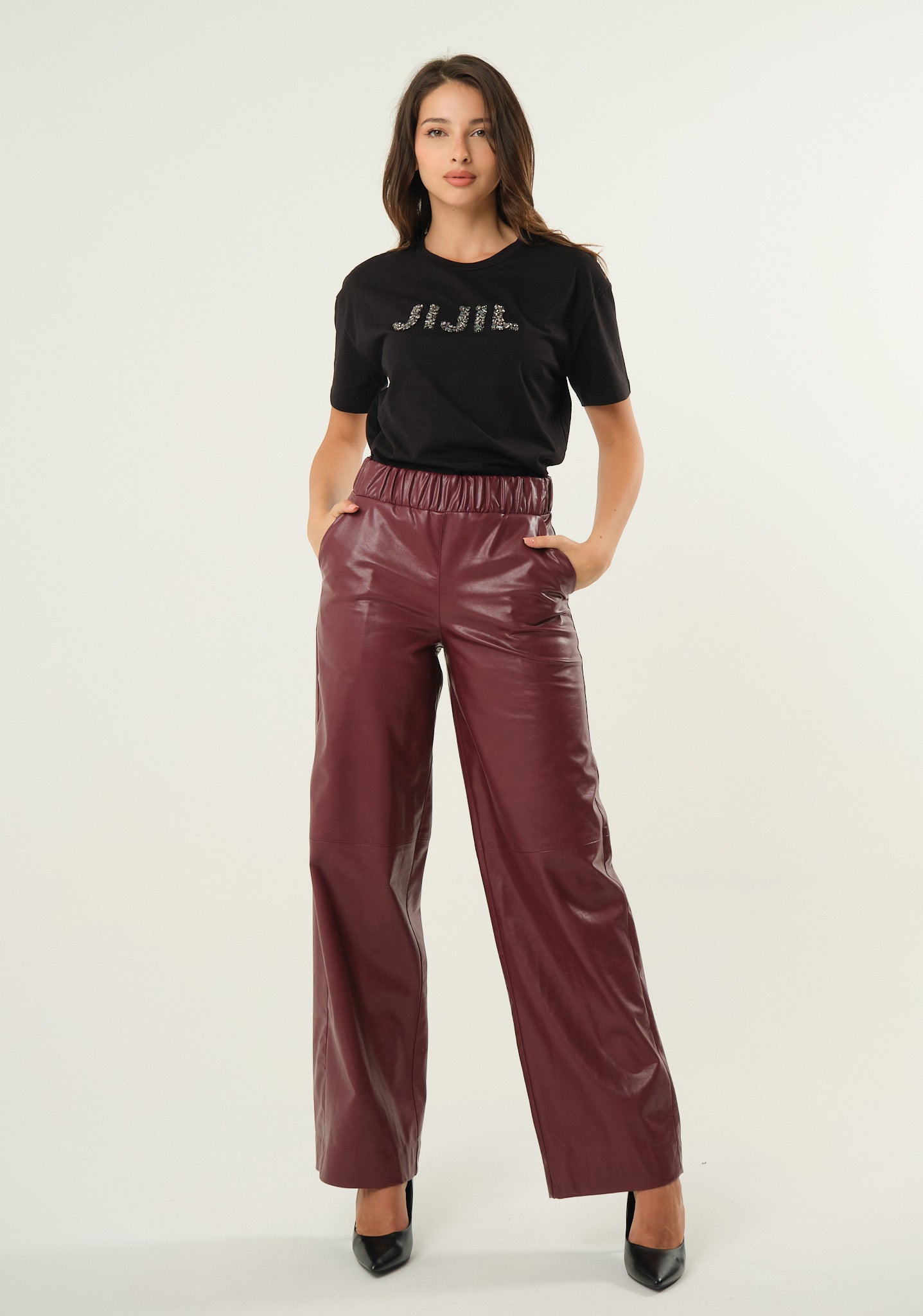 Pantalone palazzo in ecopelle