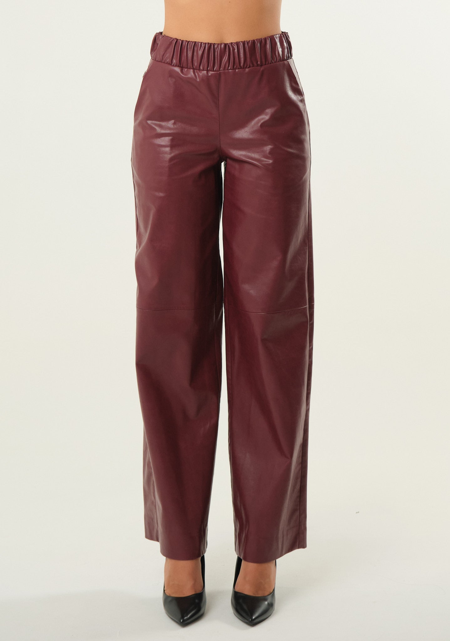 Pantalone palazzo in ecopelle