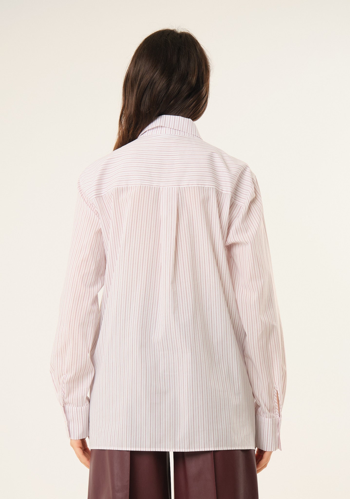 Camicia a righe con inserti in ecopelle