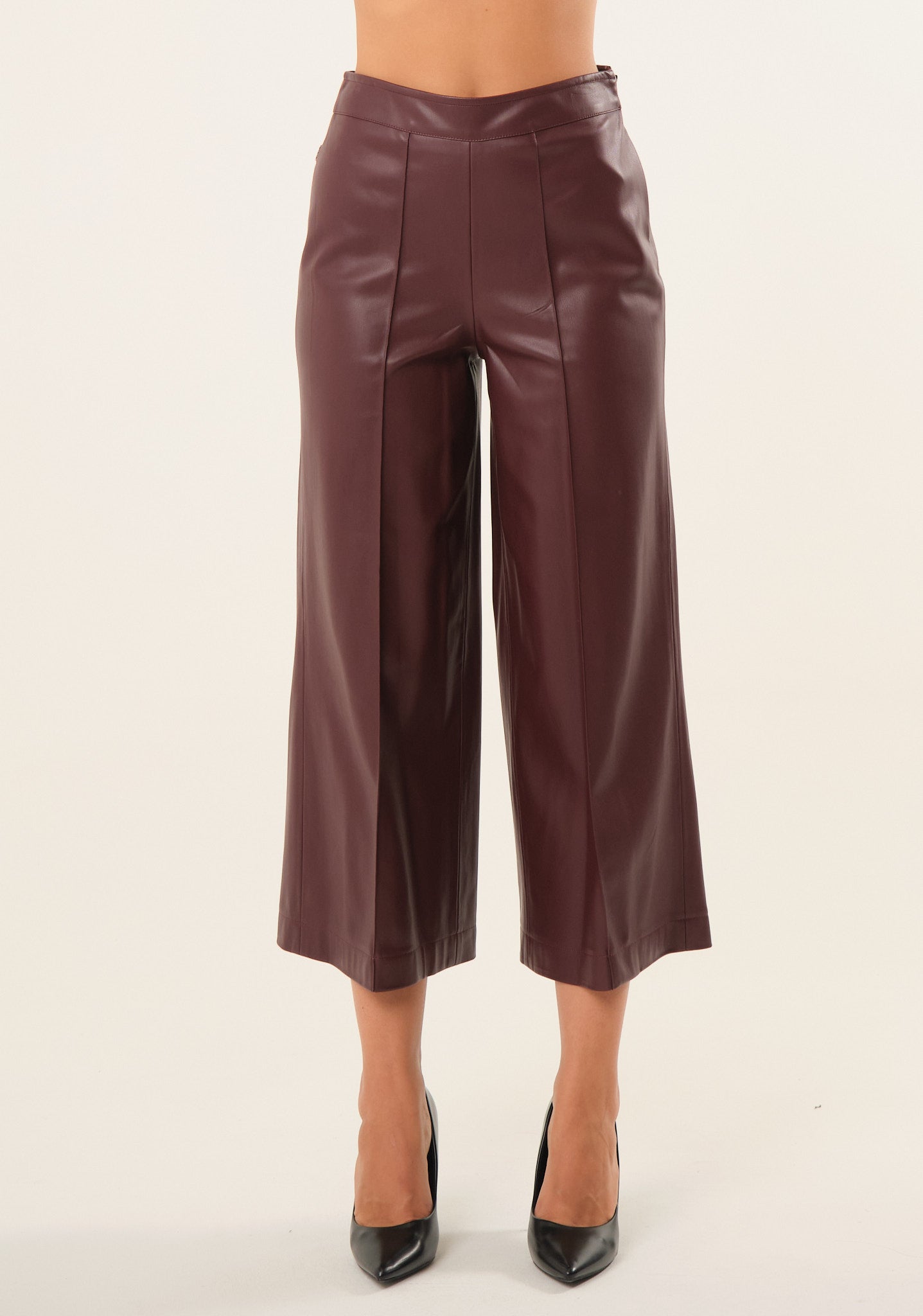 Pantalone palazzo 7/8 in ecopelle