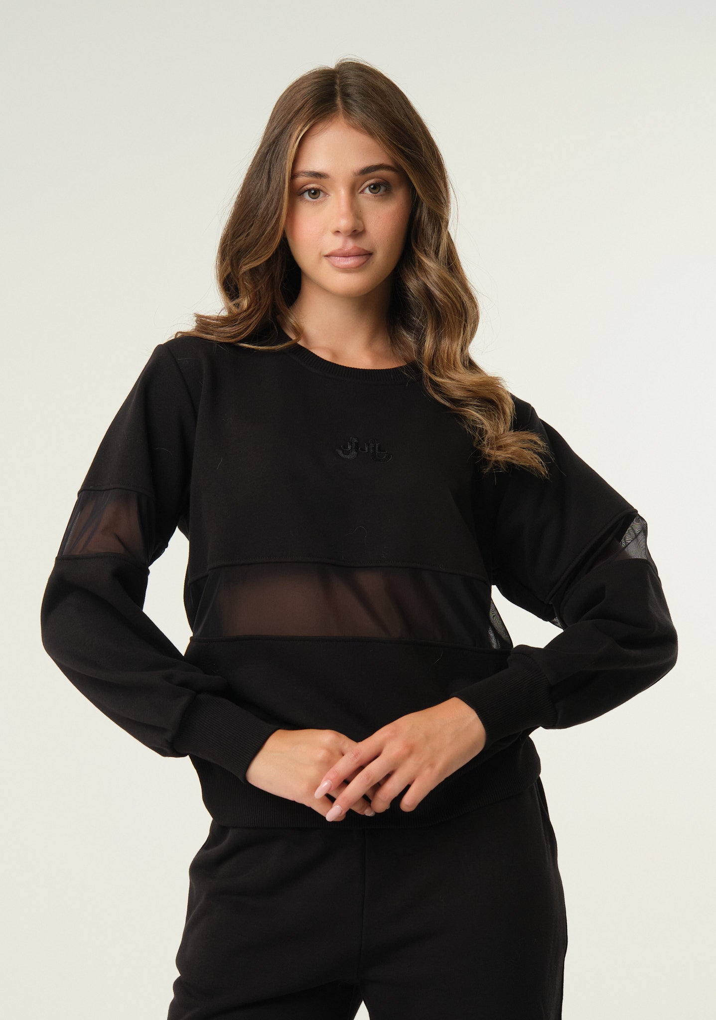 Felpa con inserti in mesh