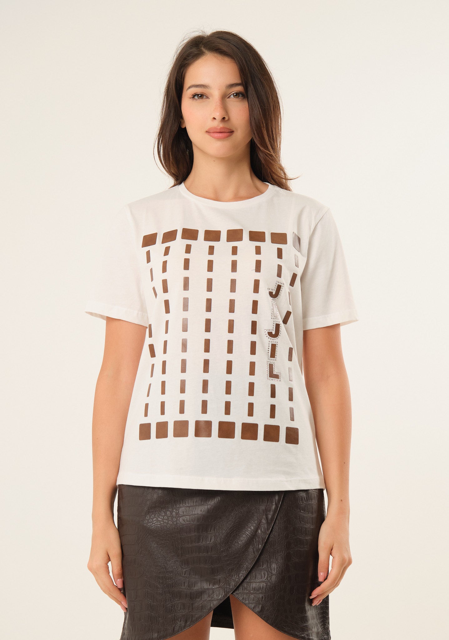 T-shirt con stampa lucida