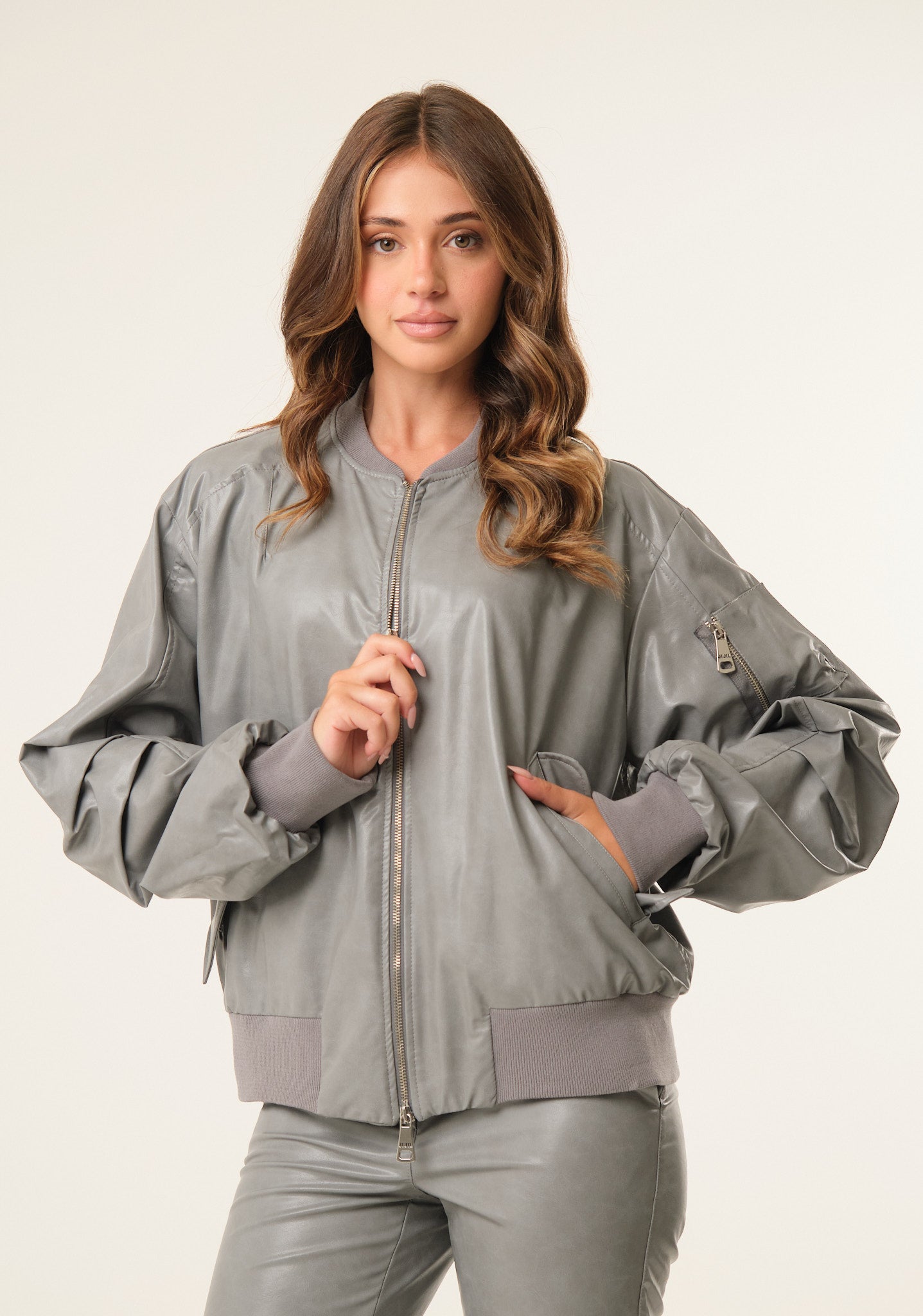Giubbino bomber in ecopelle
