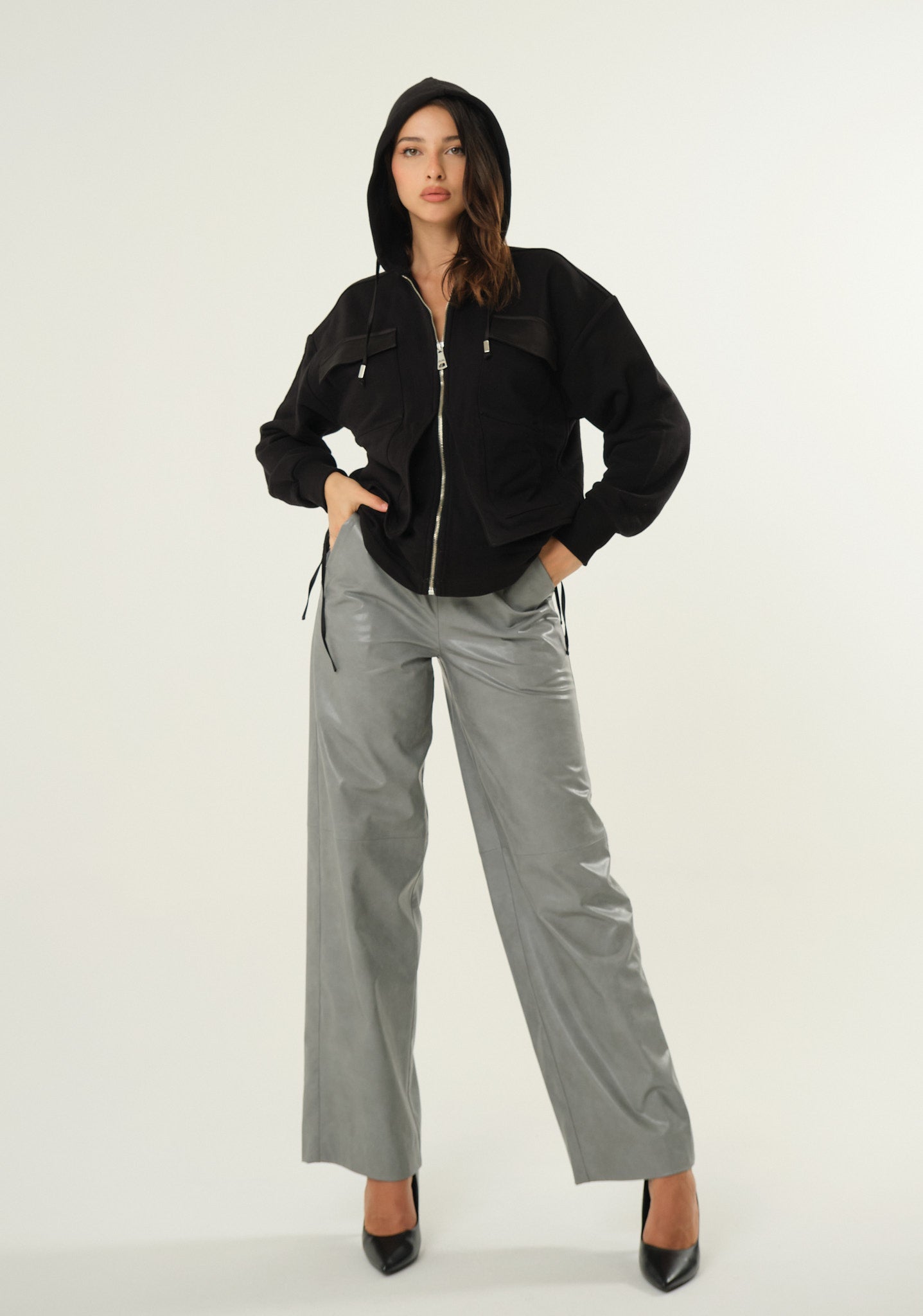 Pantalone palazzo in ecopelle