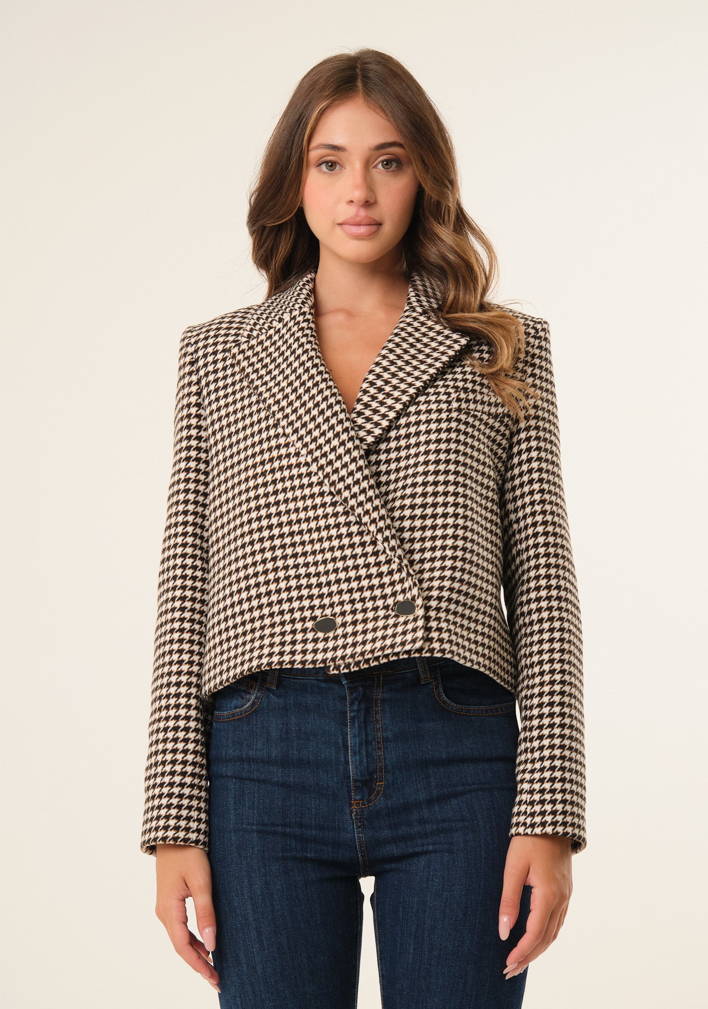 Giacca crop pied de poule