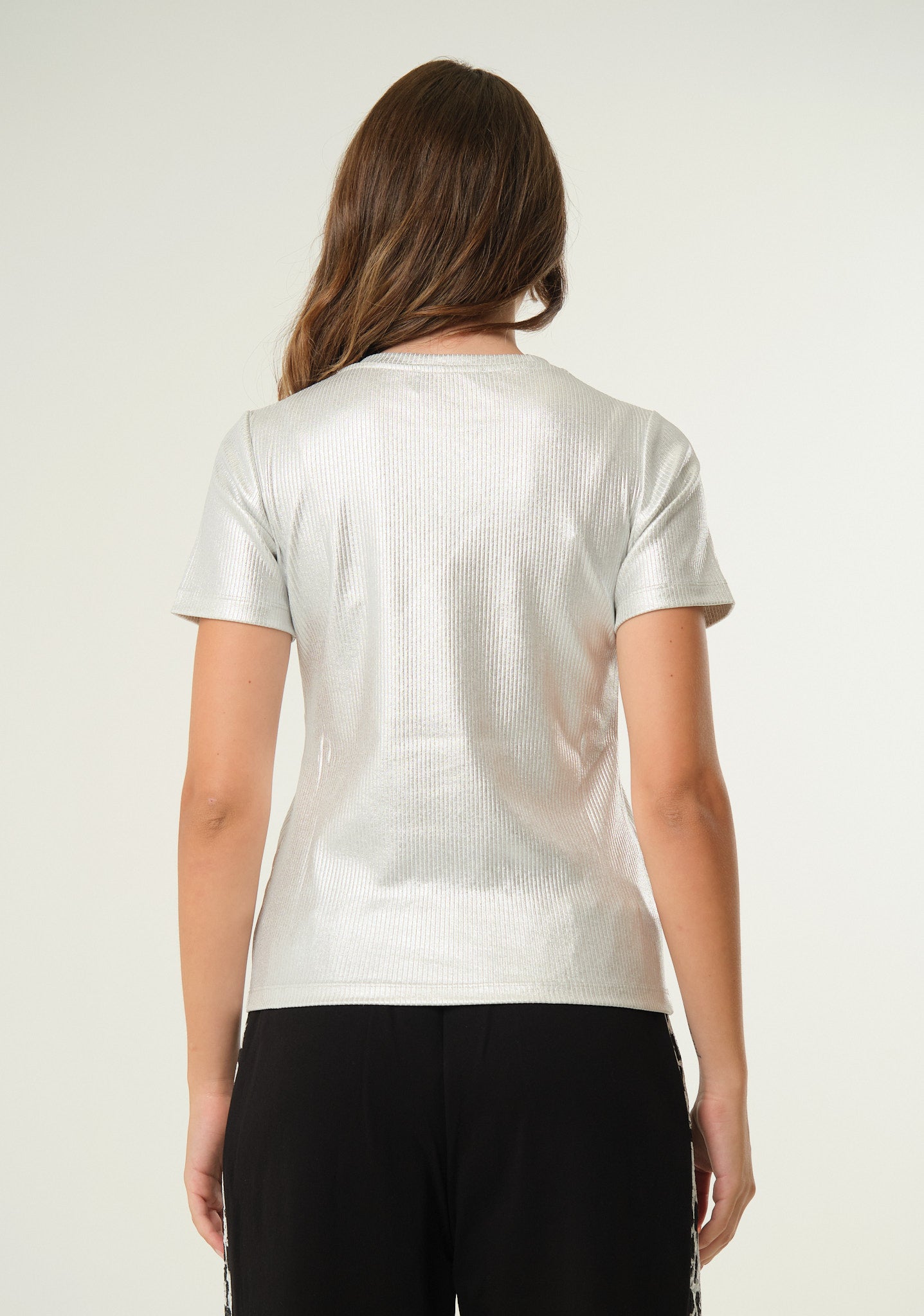 T-shirt a costina lurex