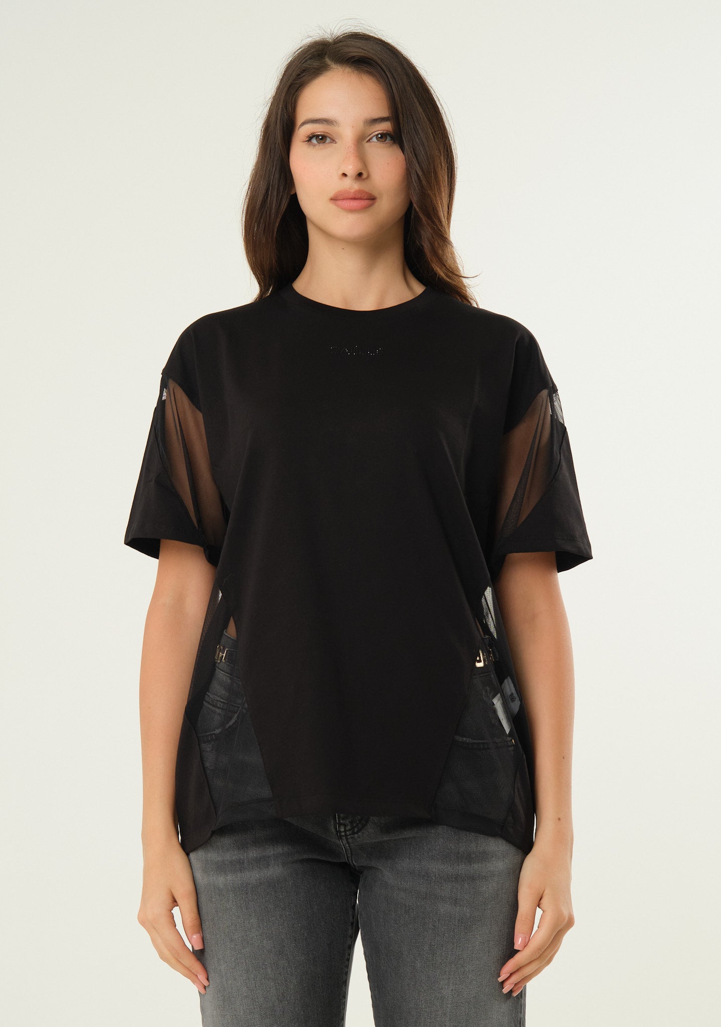 T-shirt con inserti in mesh