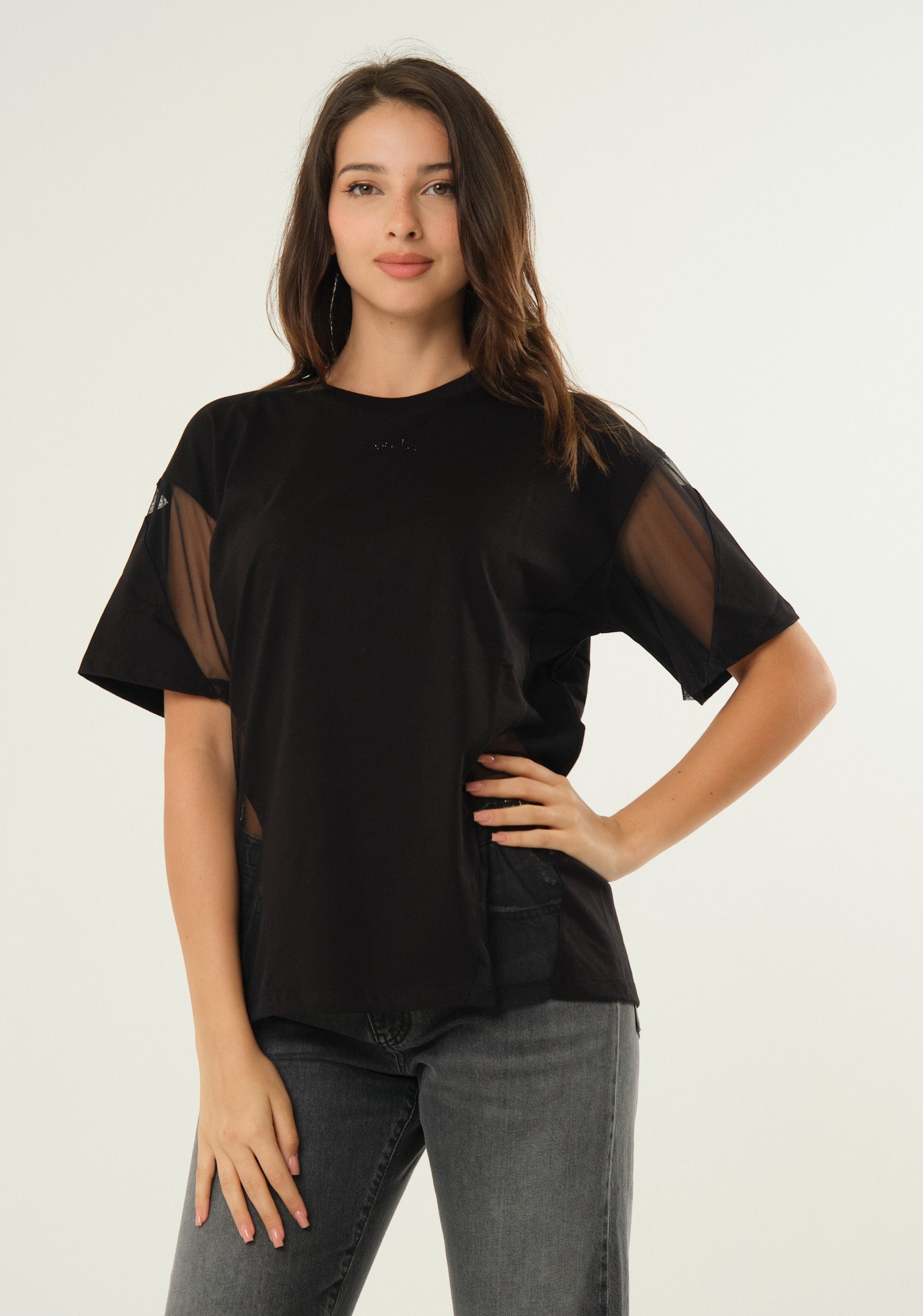 T-shirt con inserti in mesh