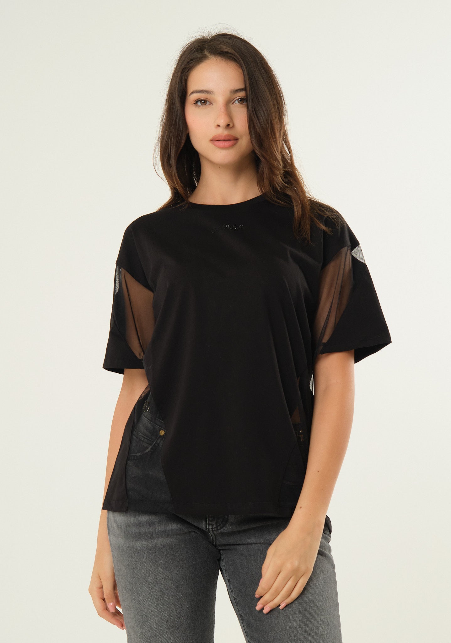 T-shirt con inserti in mesh