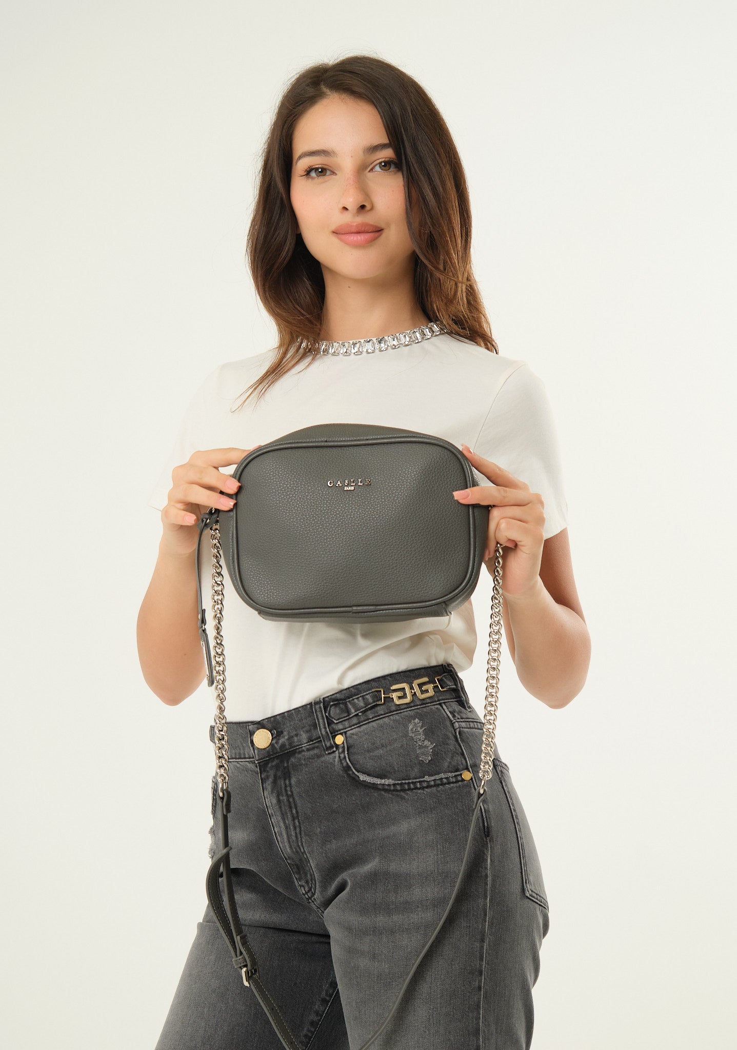 Borsa midi in bottalato a tracolla