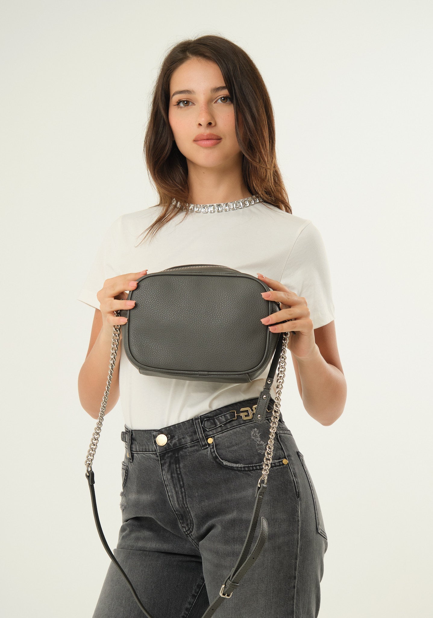 Borsa midi in bottalato a tracolla