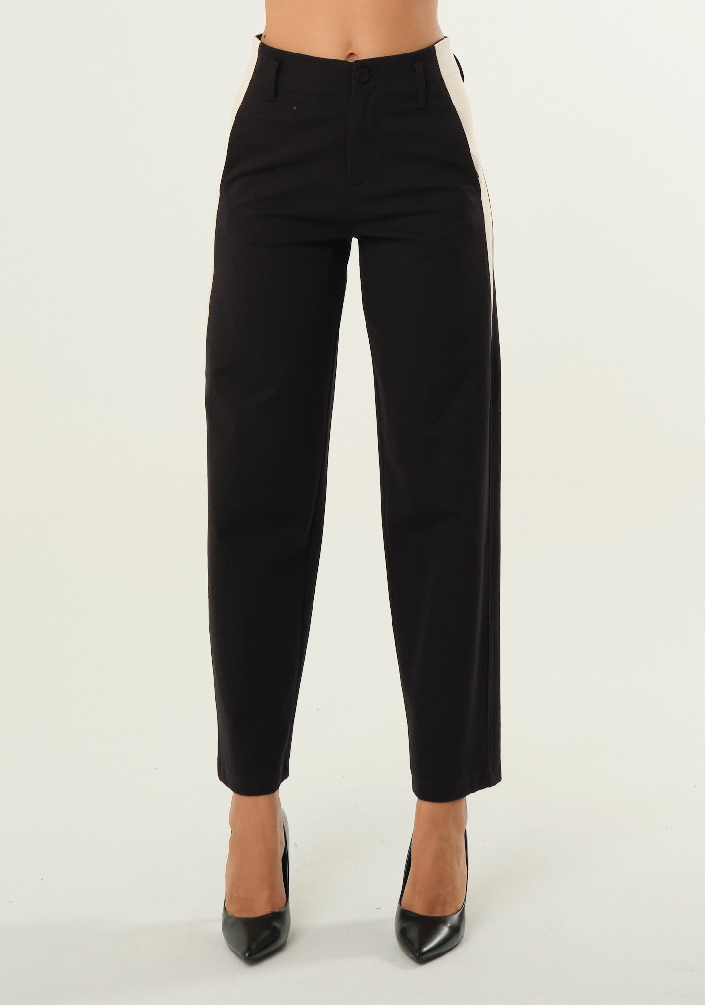 Pantaloni bicolor in punto milano