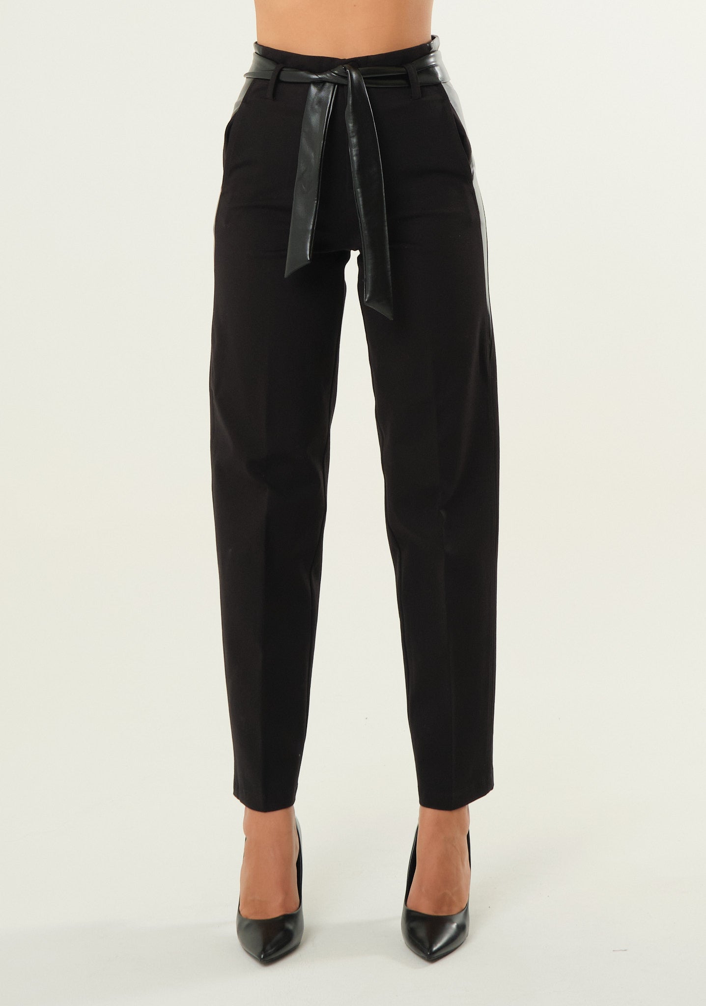 Pantaloni bi-tessuto in punto milano