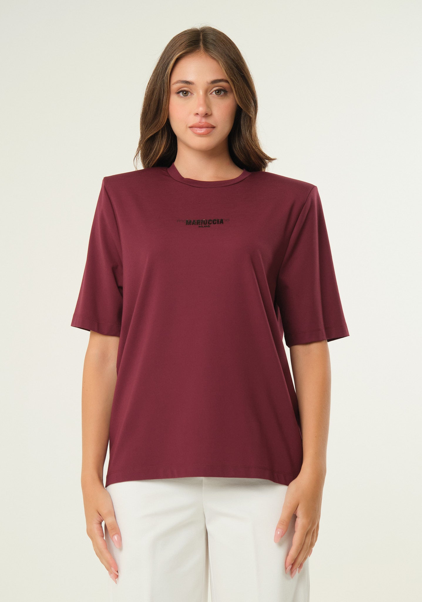 T-shirt in jersey con spalline