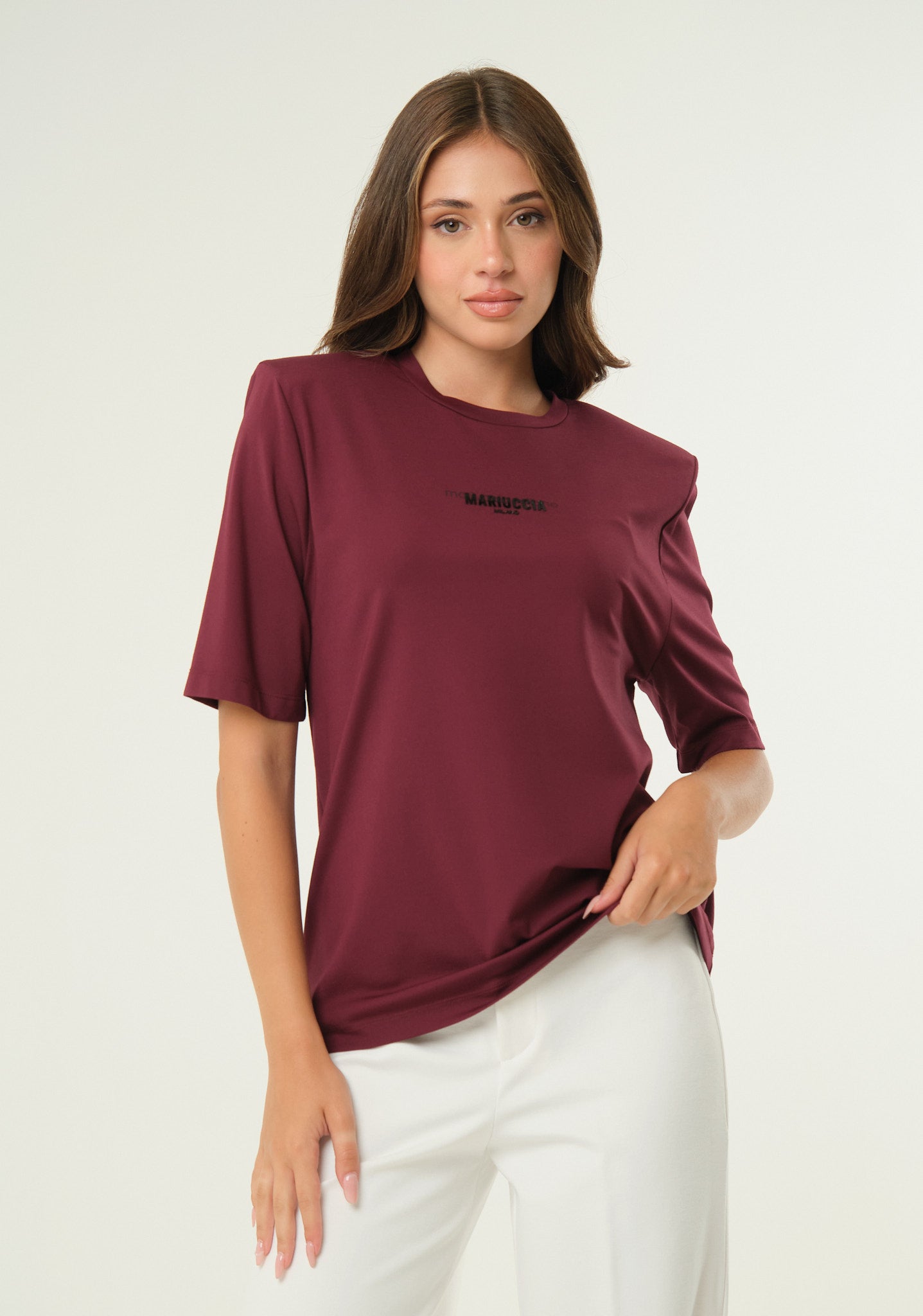 T-shirt in jersey con spalline