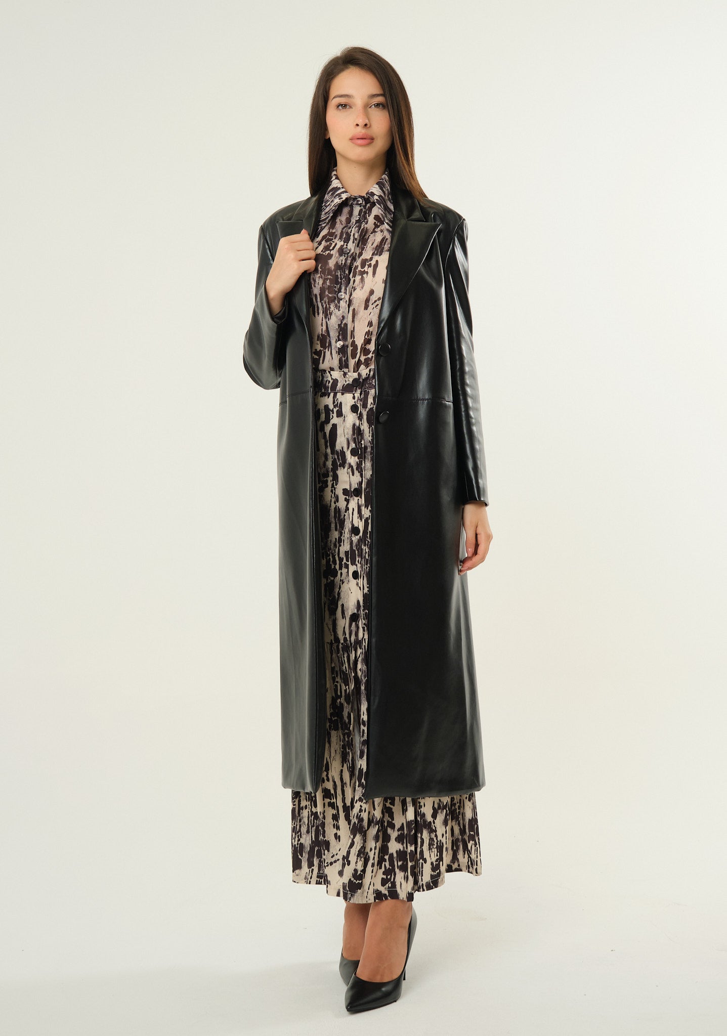 Trench lungo in ecopelle