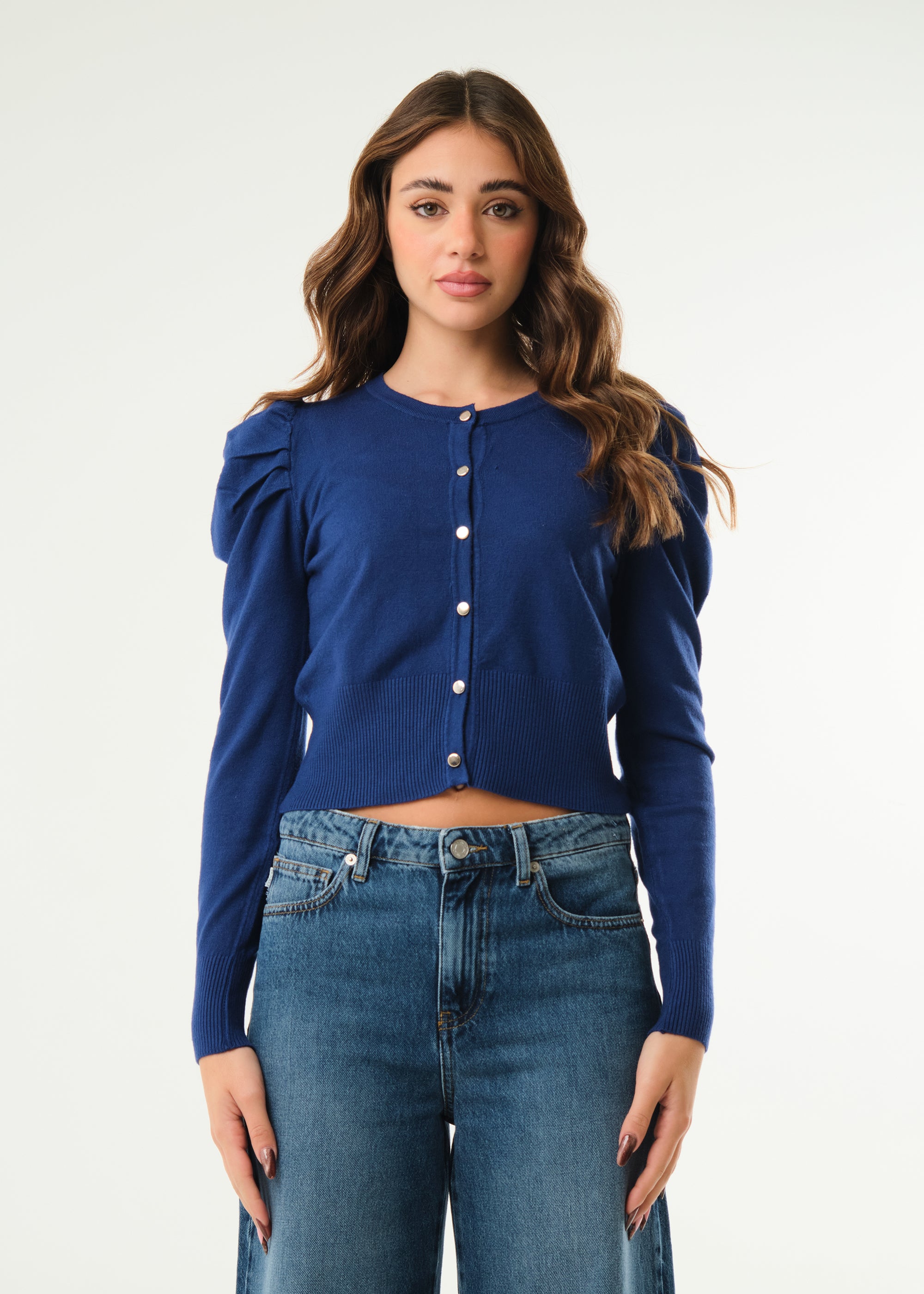 Cardigan con maniche a sbuffo