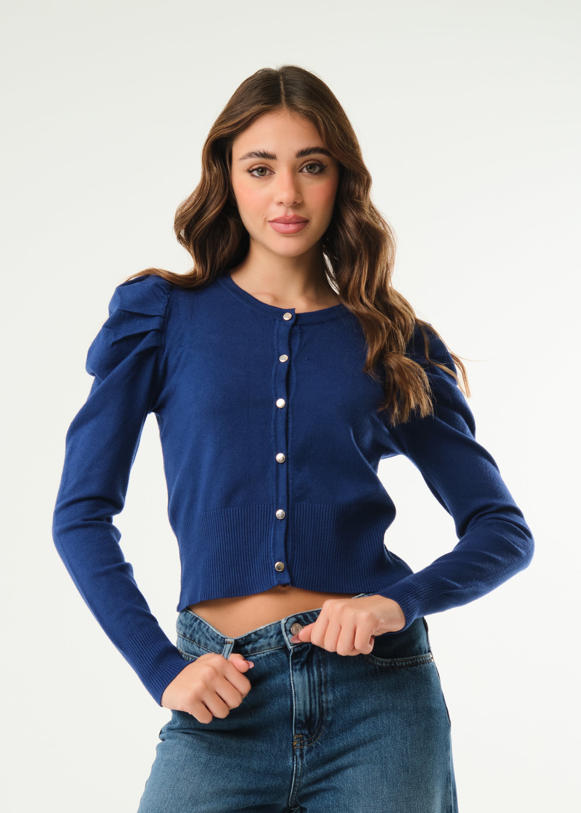 Cardigan con maniche a sbuffo